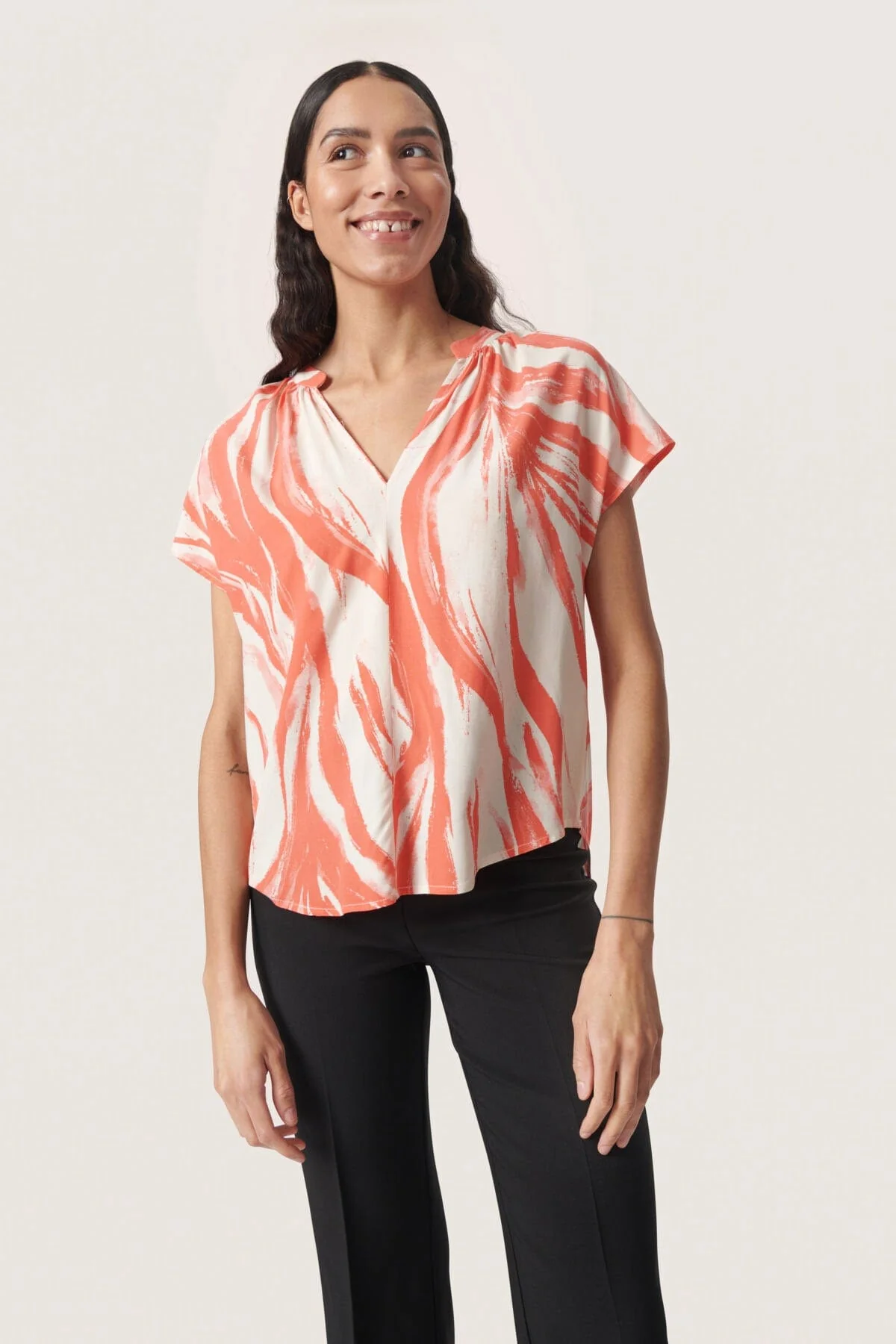 Wynter Printed Top - Hot Coral Wave - Image 6