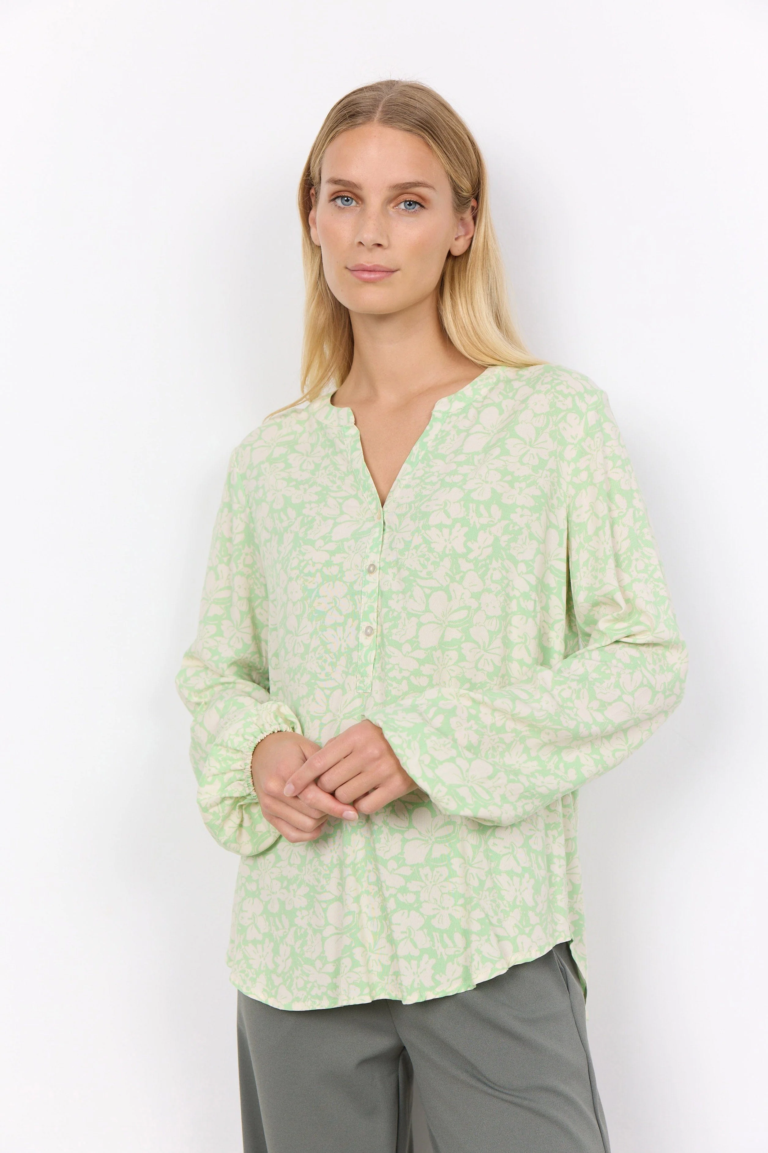 Adisa Floral Print Blouse - Bright Green Combi - Image 3