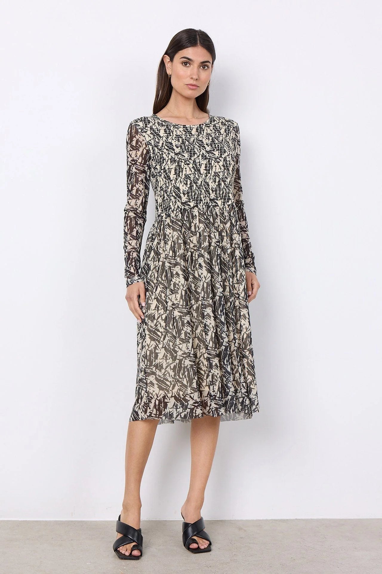Alda Mesh Printed Dress - Black Combi - Image 3