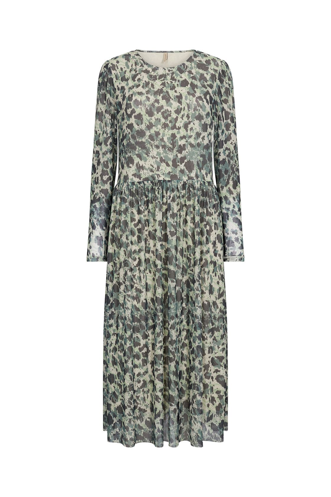 Alda Mesh Printed Dress - Bright Green Combi