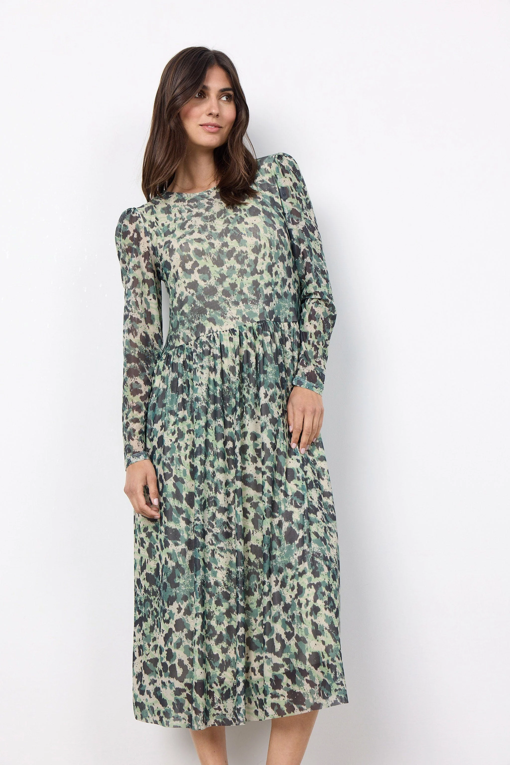 Alda Mesh Printed Dress - Bright Green Combi - Image 3