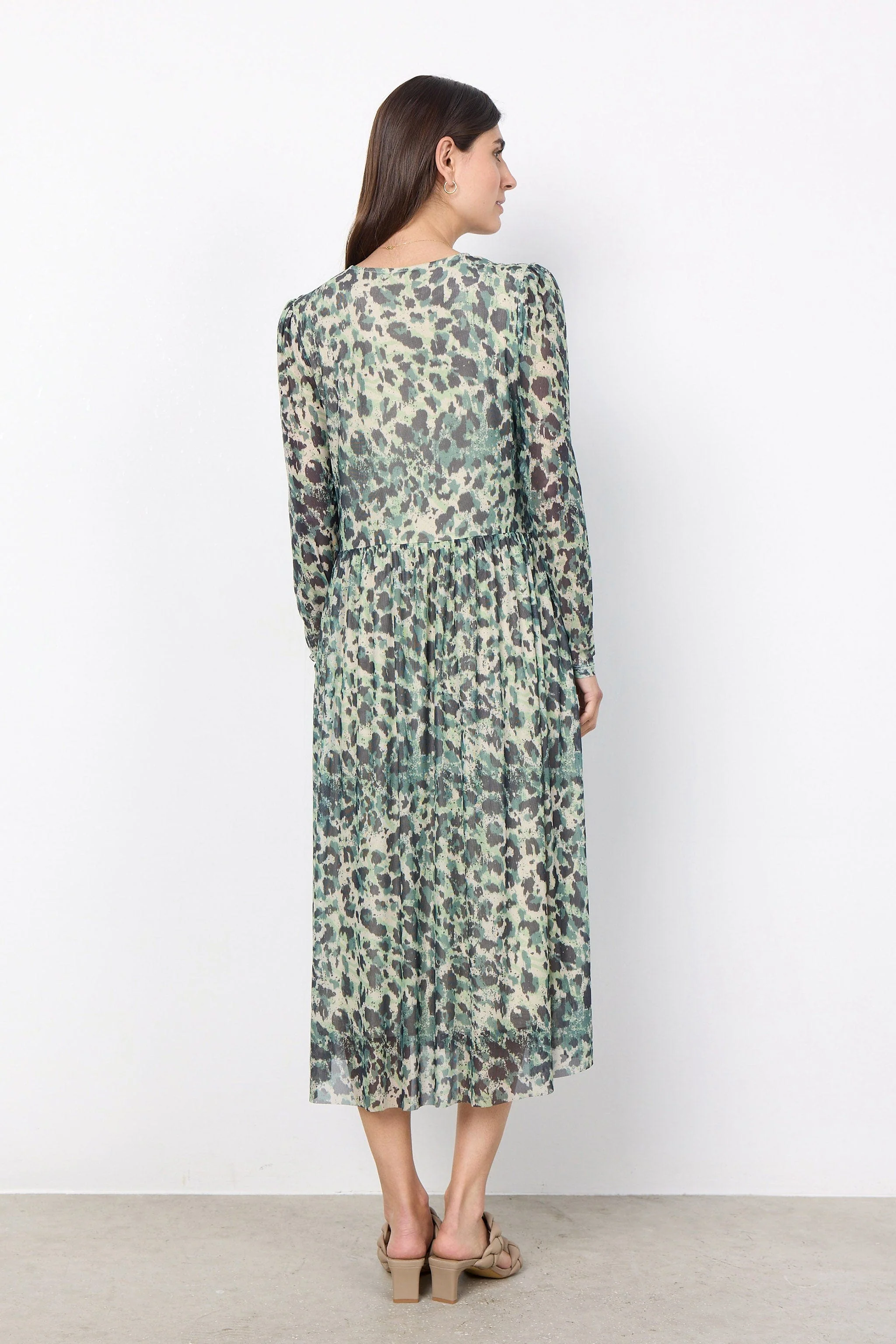 Alda Mesh Printed Dress - Bright Green Combi - Image 5