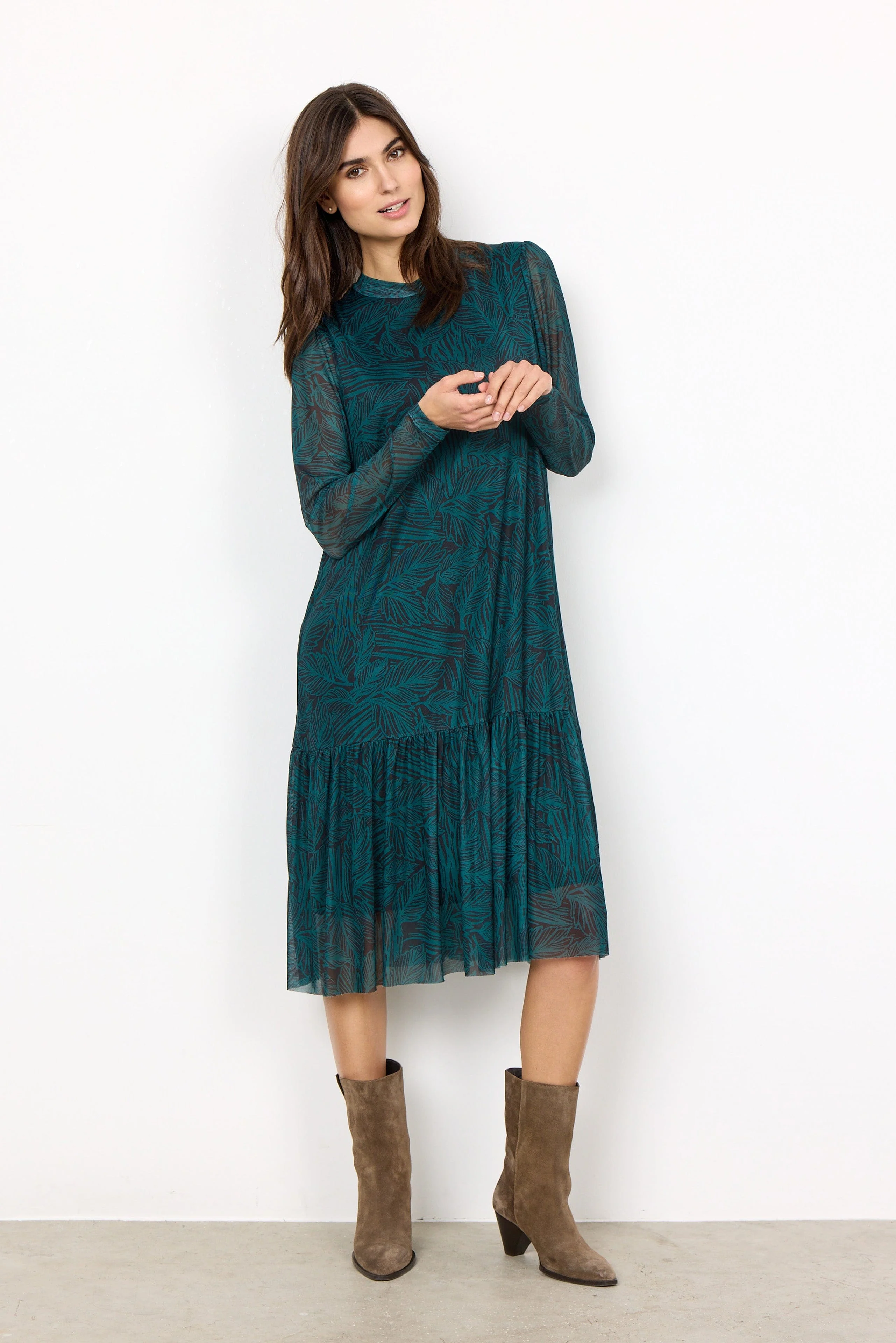 Alda Mesh Printed Dress - Shady Green Combi - Image 3