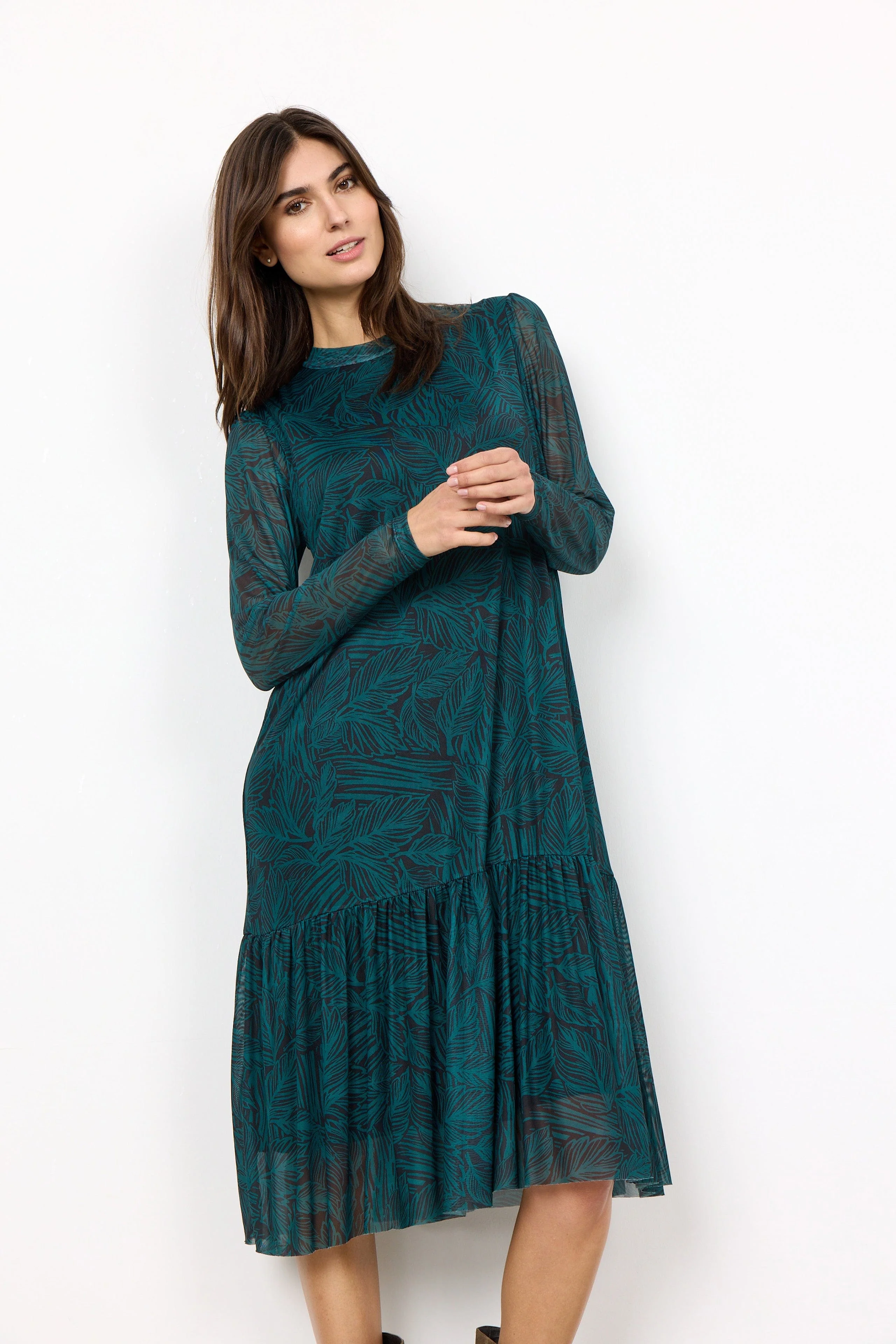 Alda Mesh Printed Dress - Shady Green Combi - Image 6