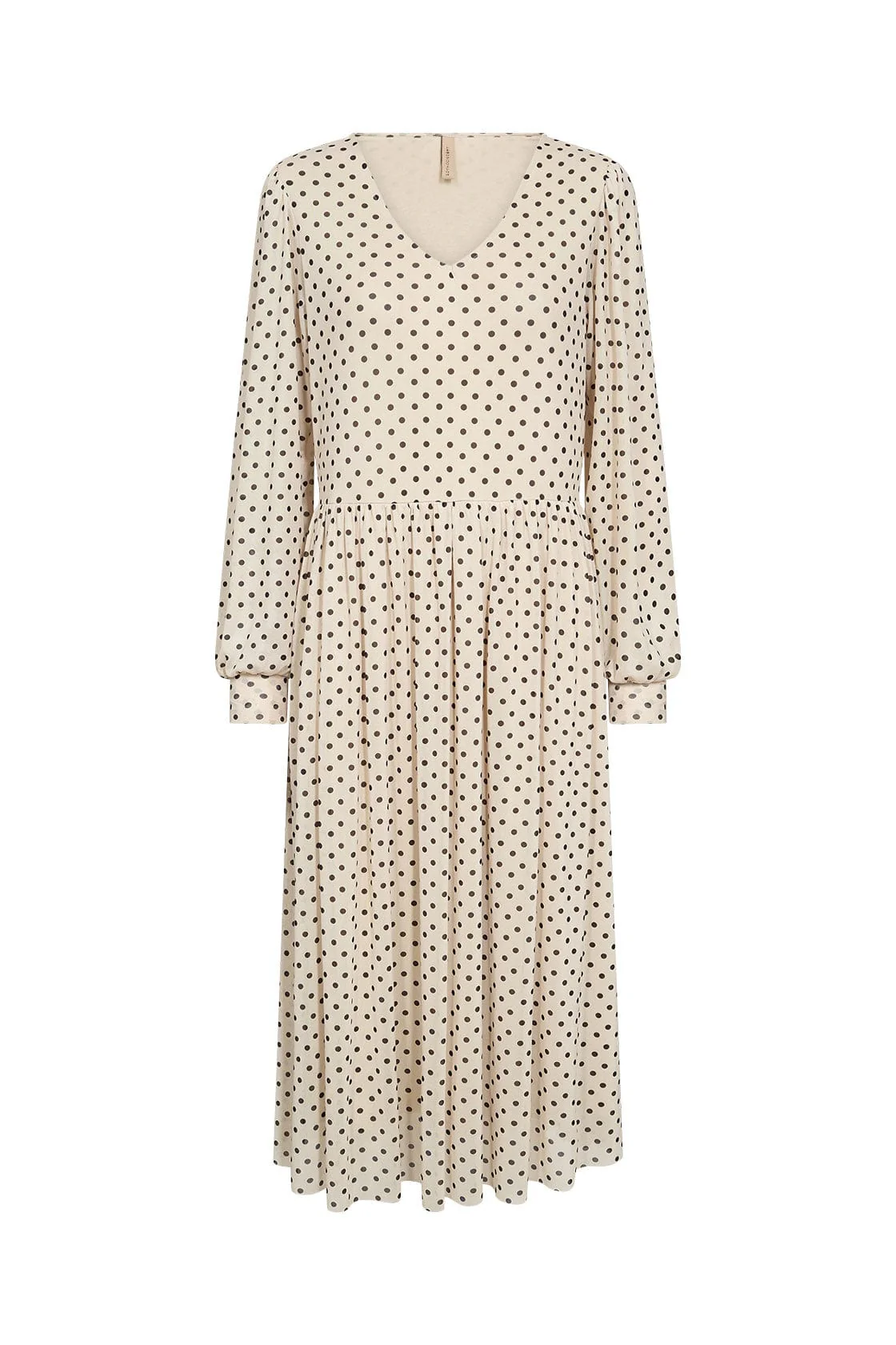 Alda Spot Mesh Midi Dress - Cream Combi