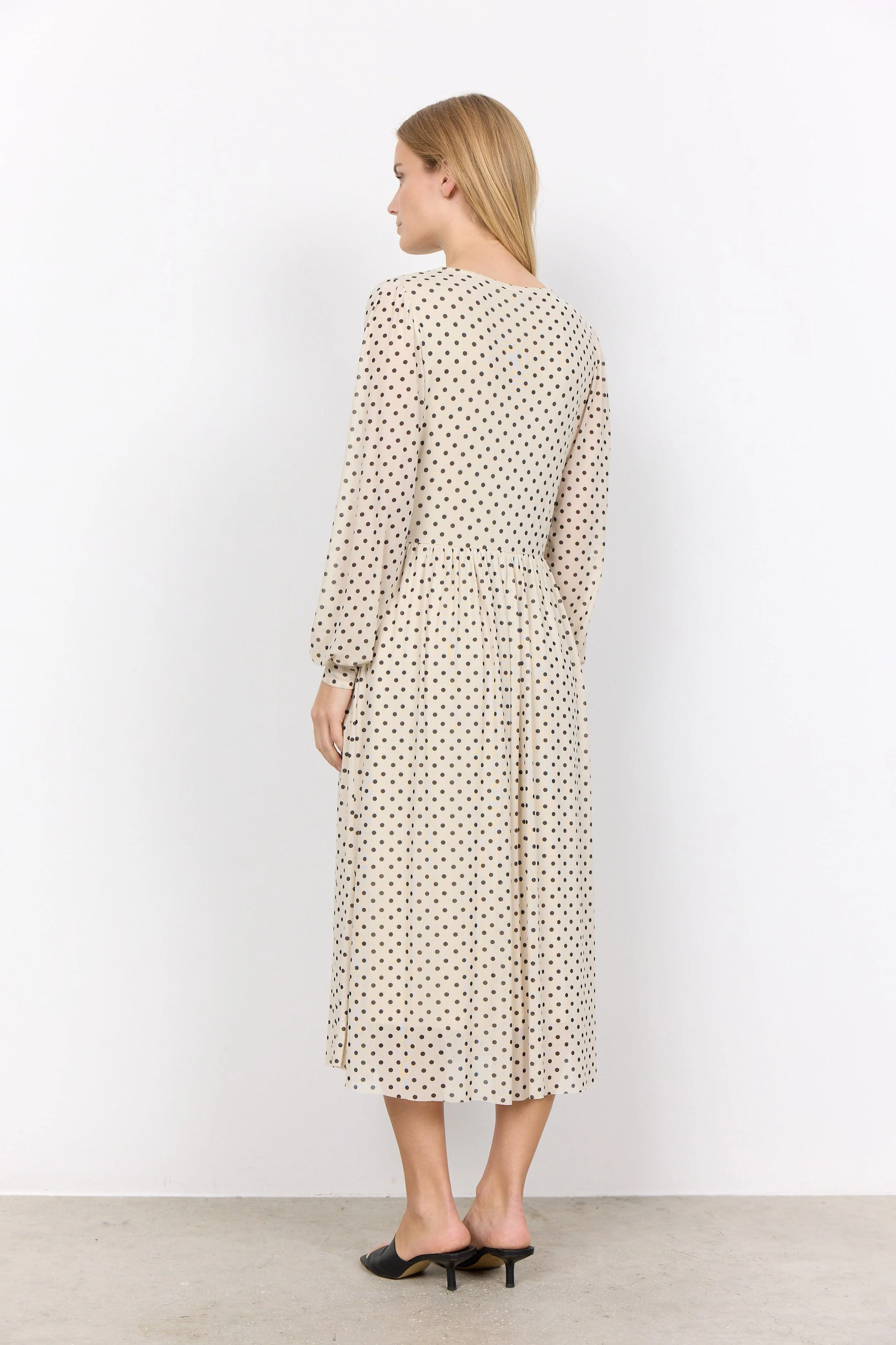 Alda Spot Mesh Midi Dress - Cream Combi - Image 4