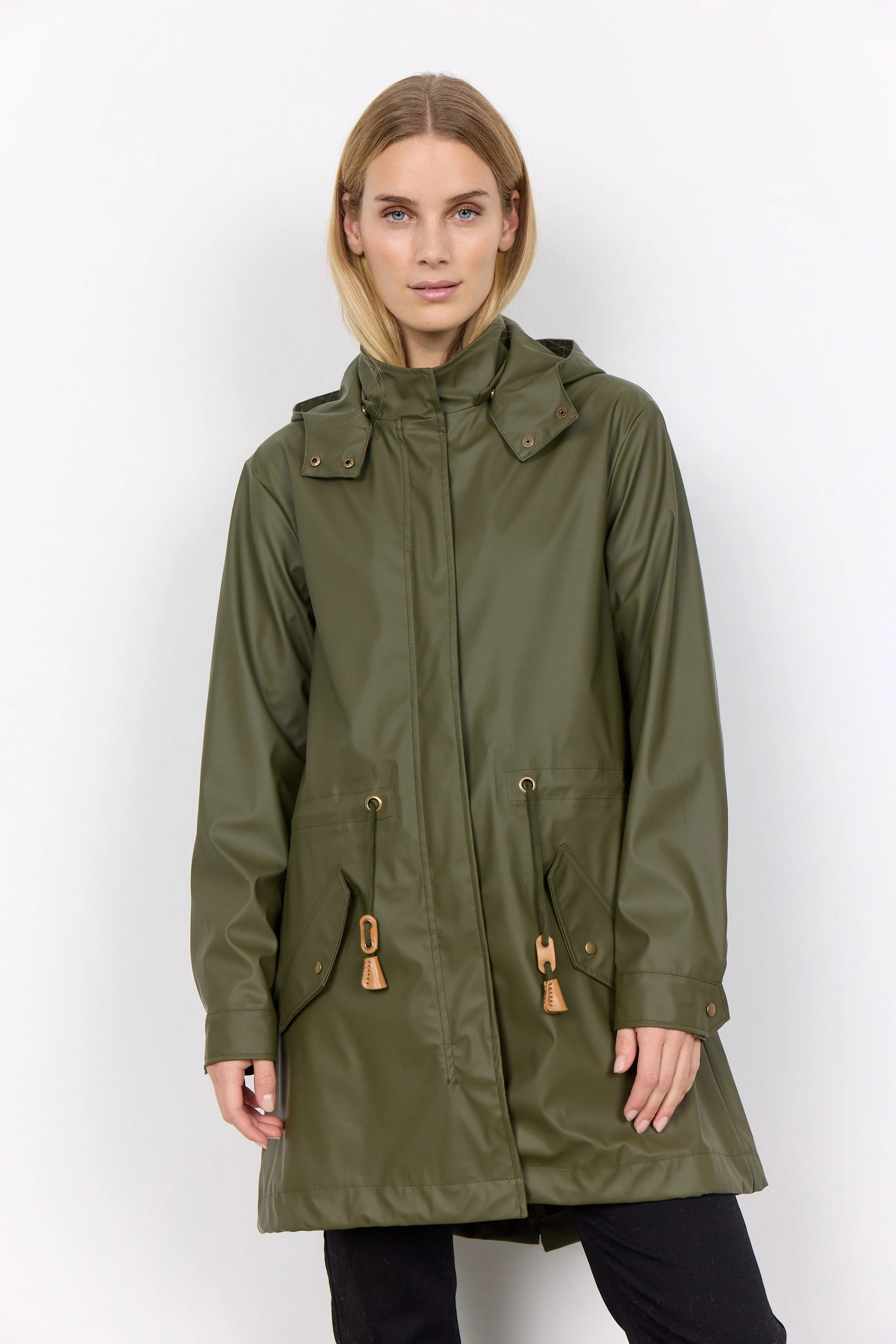 Alexa PU Rain Jacket - Olive - Image 2