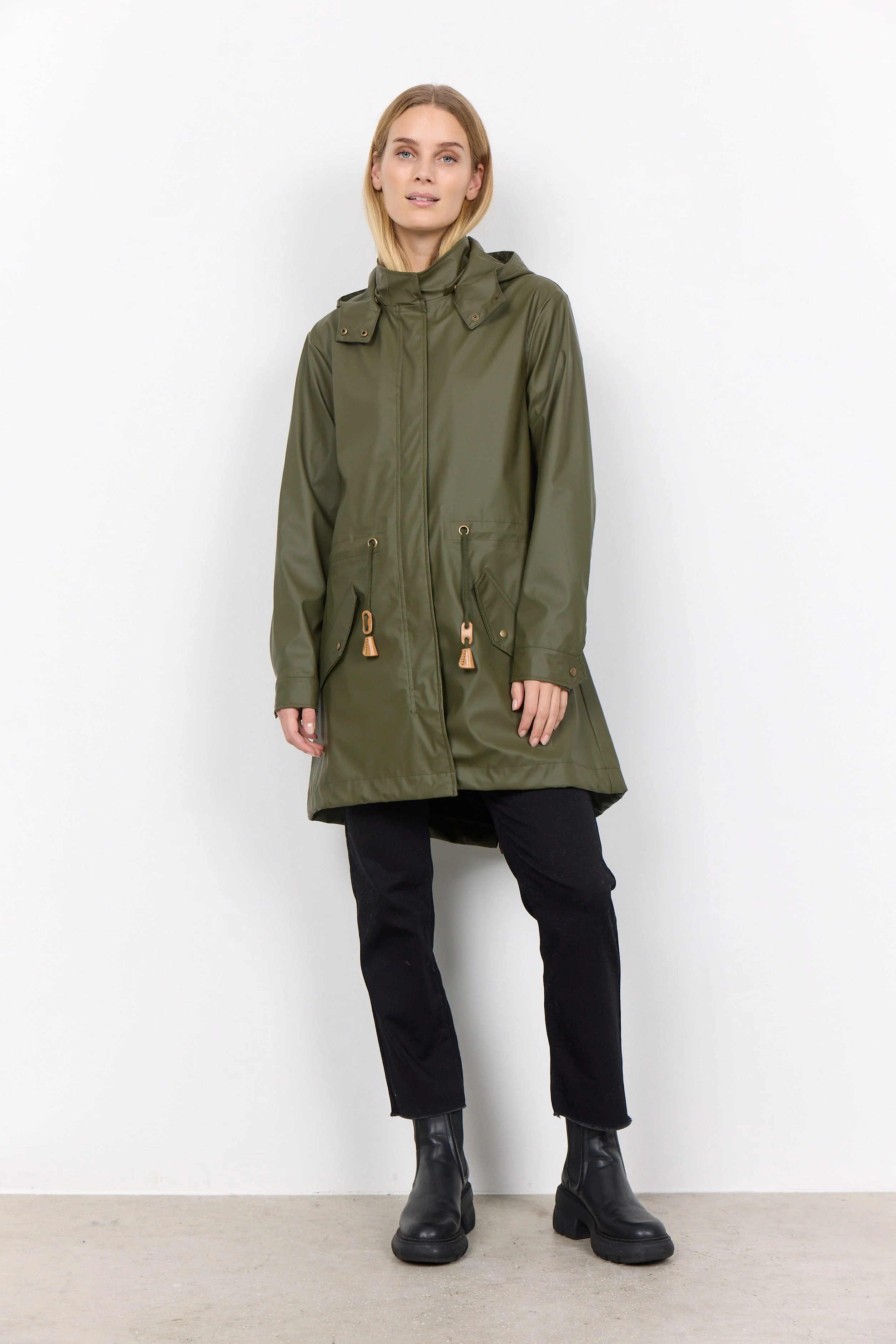 Alexa PU Rain Jacket - Olive - Image 4