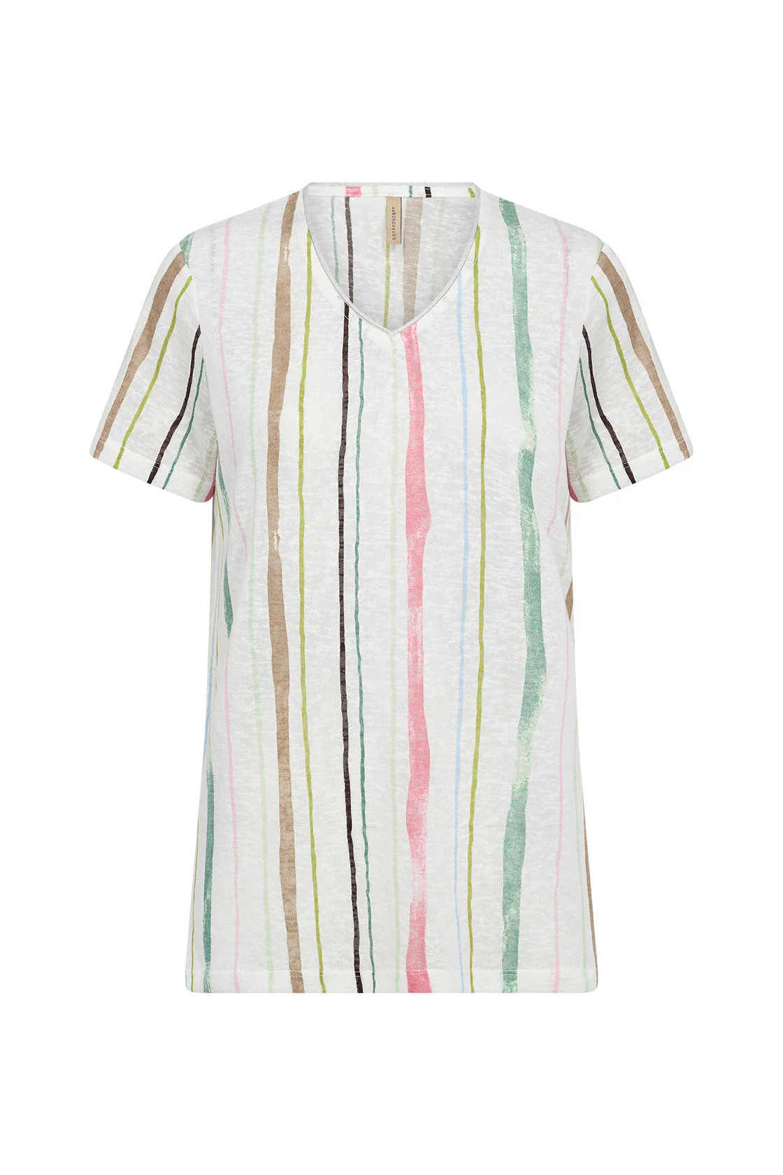 Aretha V-Neck T-Shirt - Frosty Spruce Combi