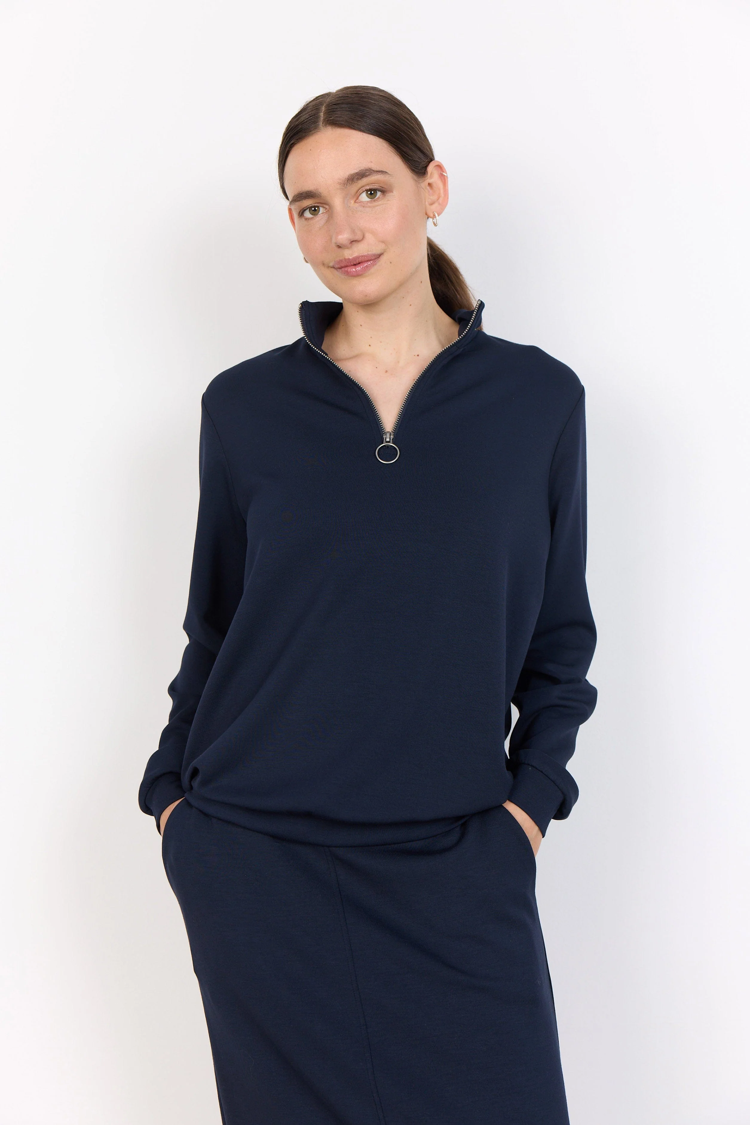 Banu Quarter Zip Sweatshirt - Navy - Image 2