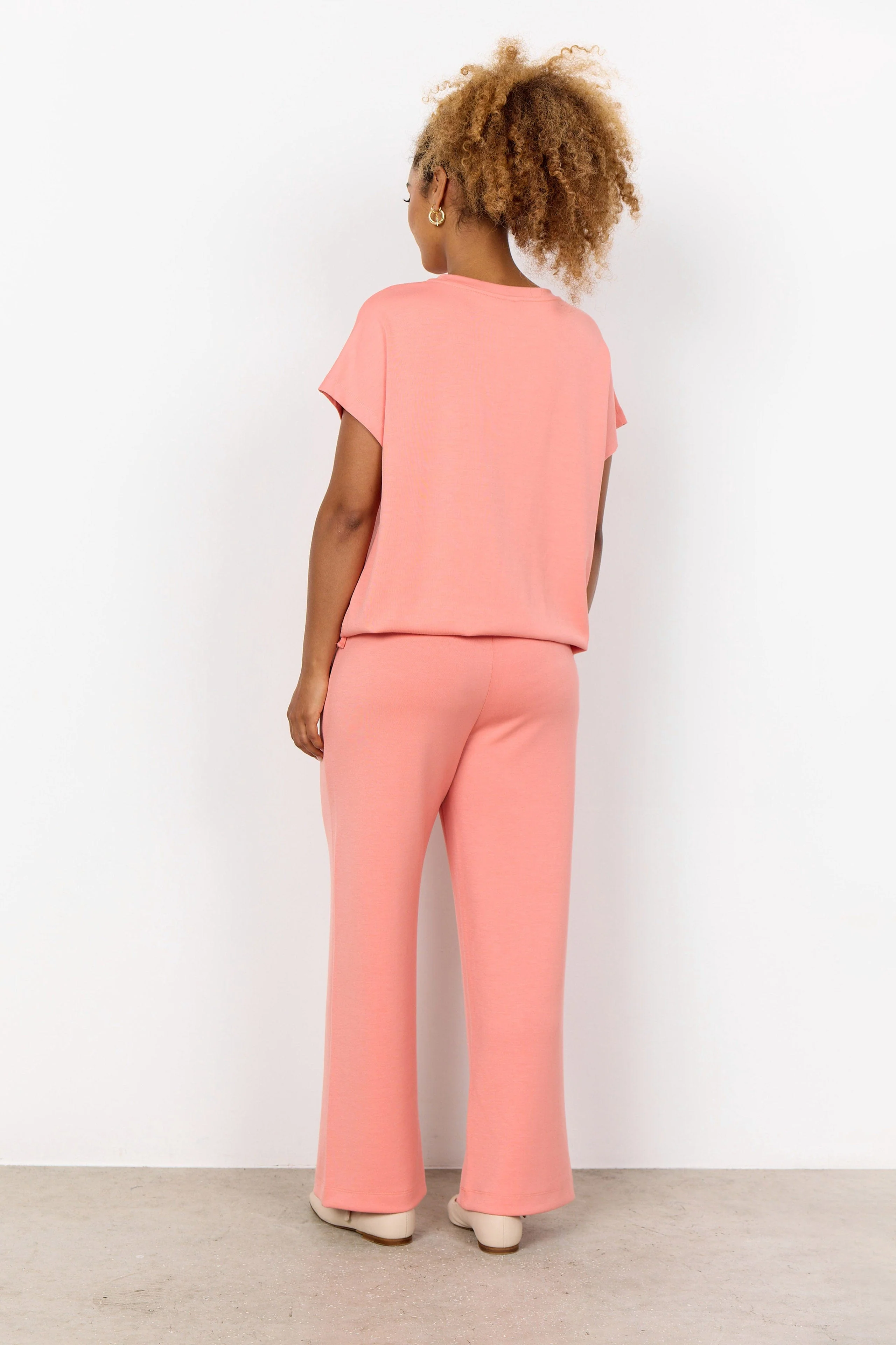 Banu Short Sleeve Top with Draw Cord Hem - Peach Pink - Image 5