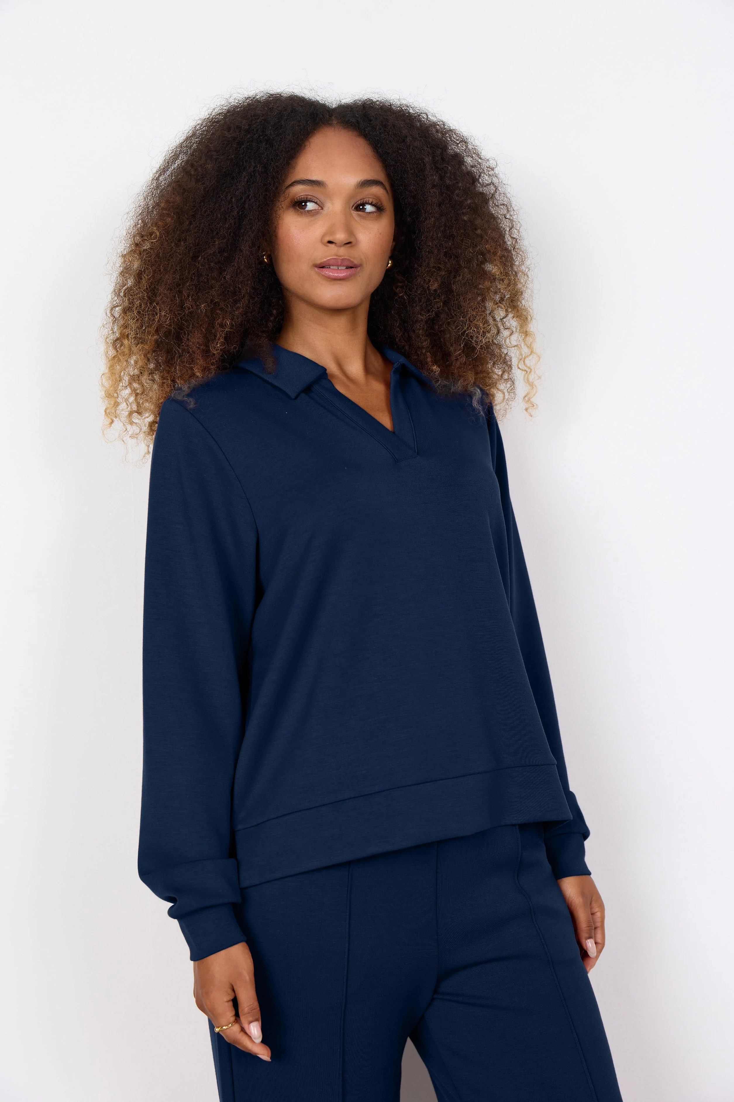 Banu Sweatshirt with Collar - Navy - Image 4