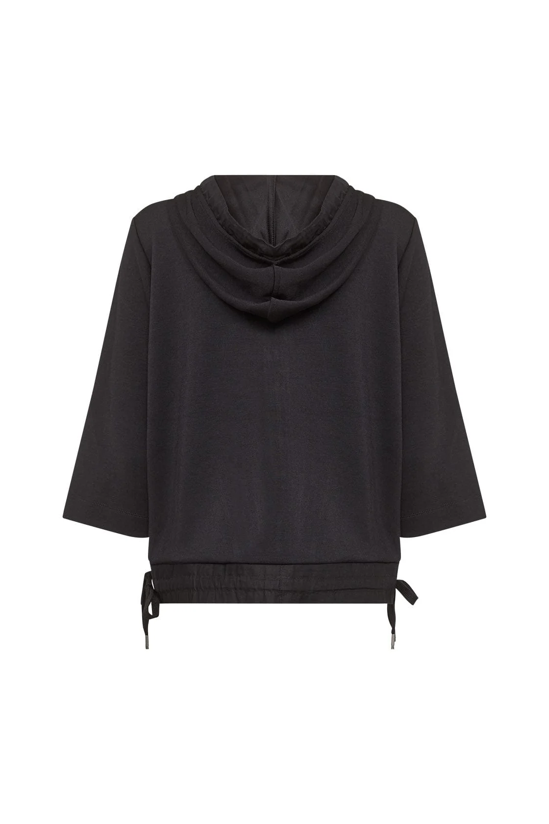 Banu Zip-Up Three Quarter Sleeve Hoodie- Black - Image 2