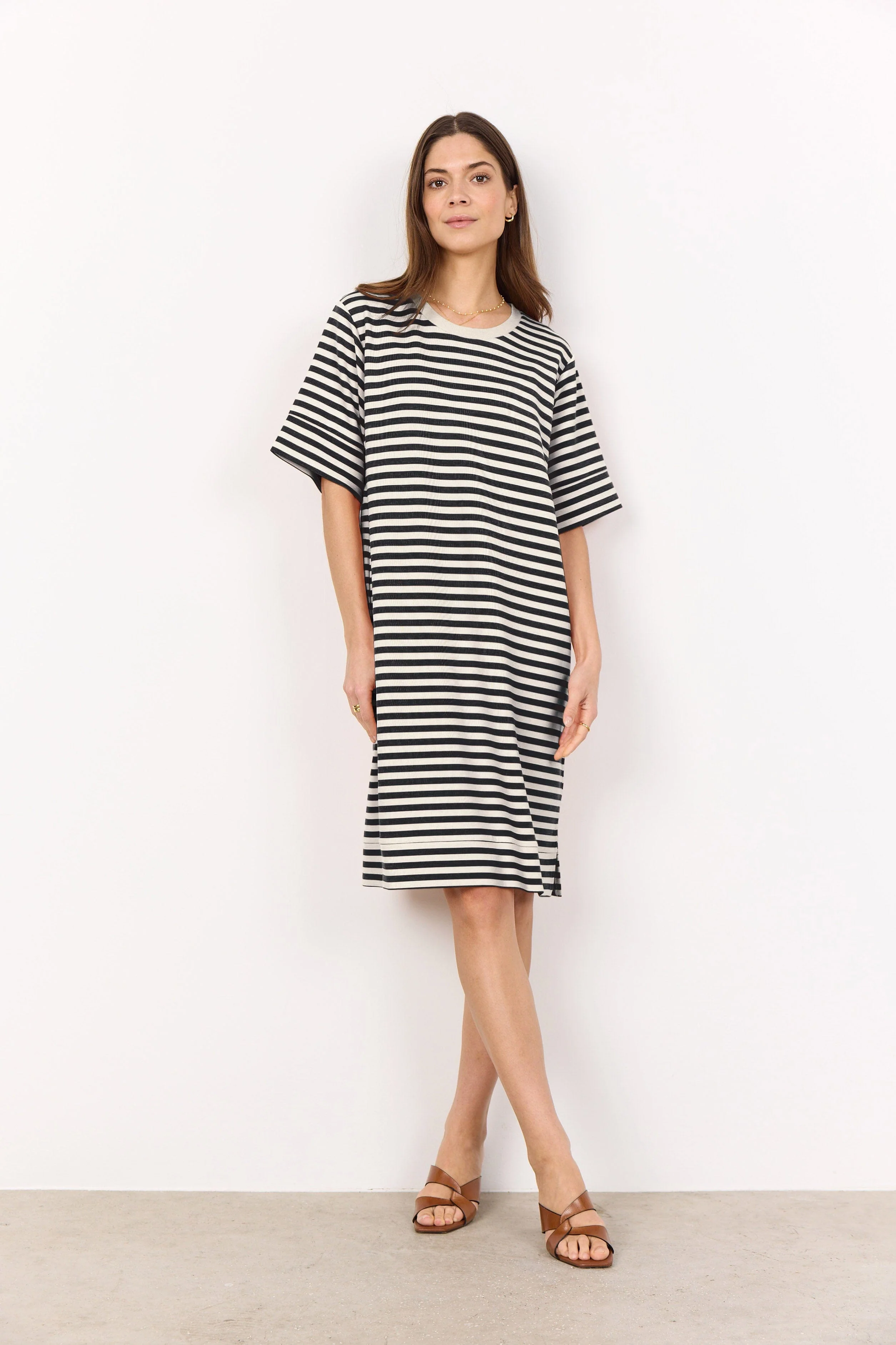 Barni Stripe Modal Jersey T-Shirt Dress - Black Combi - Image 3