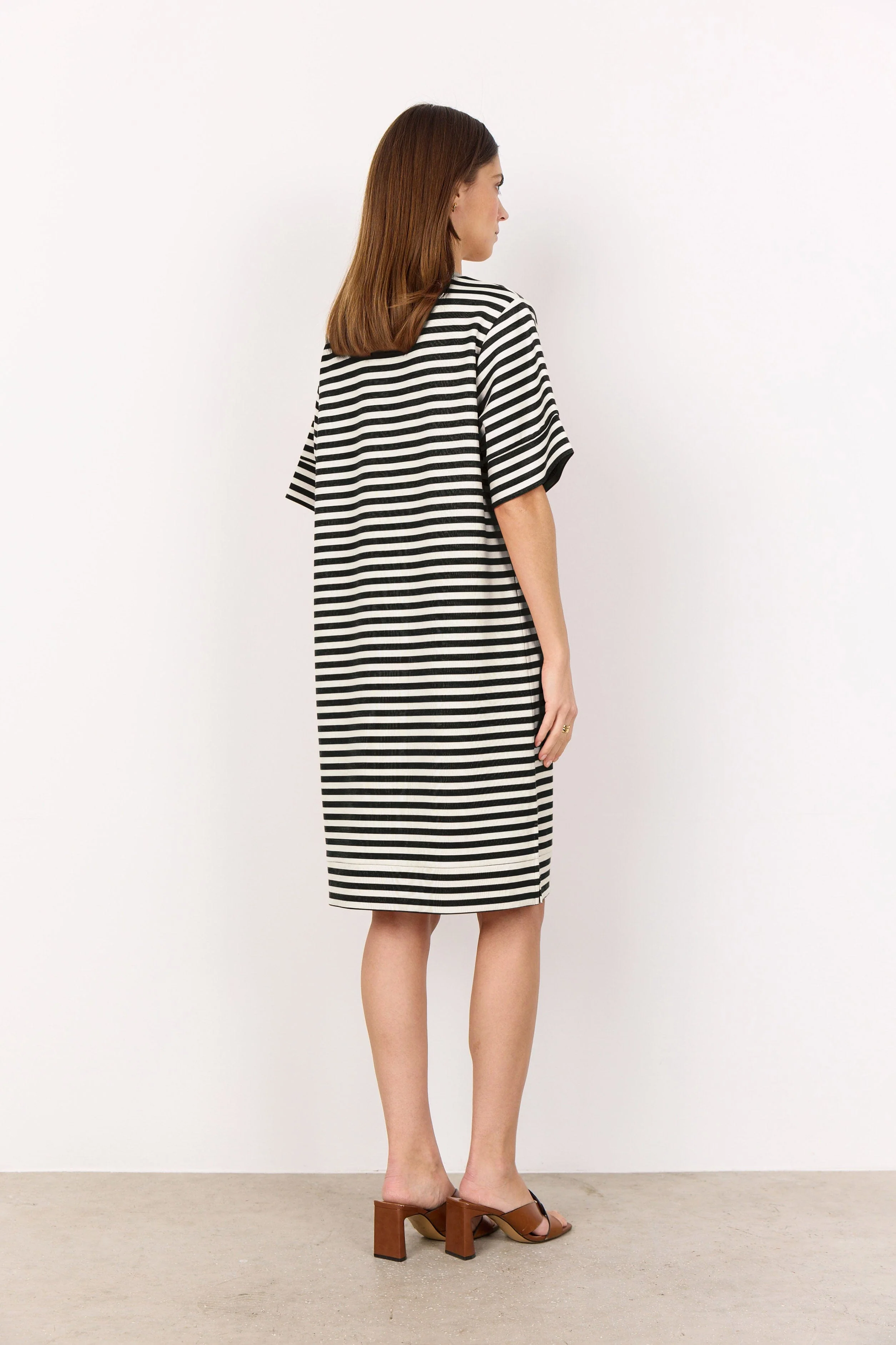 Barni Stripe Modal Jersey T-Shirt Dress - Black Combi - Image 4
