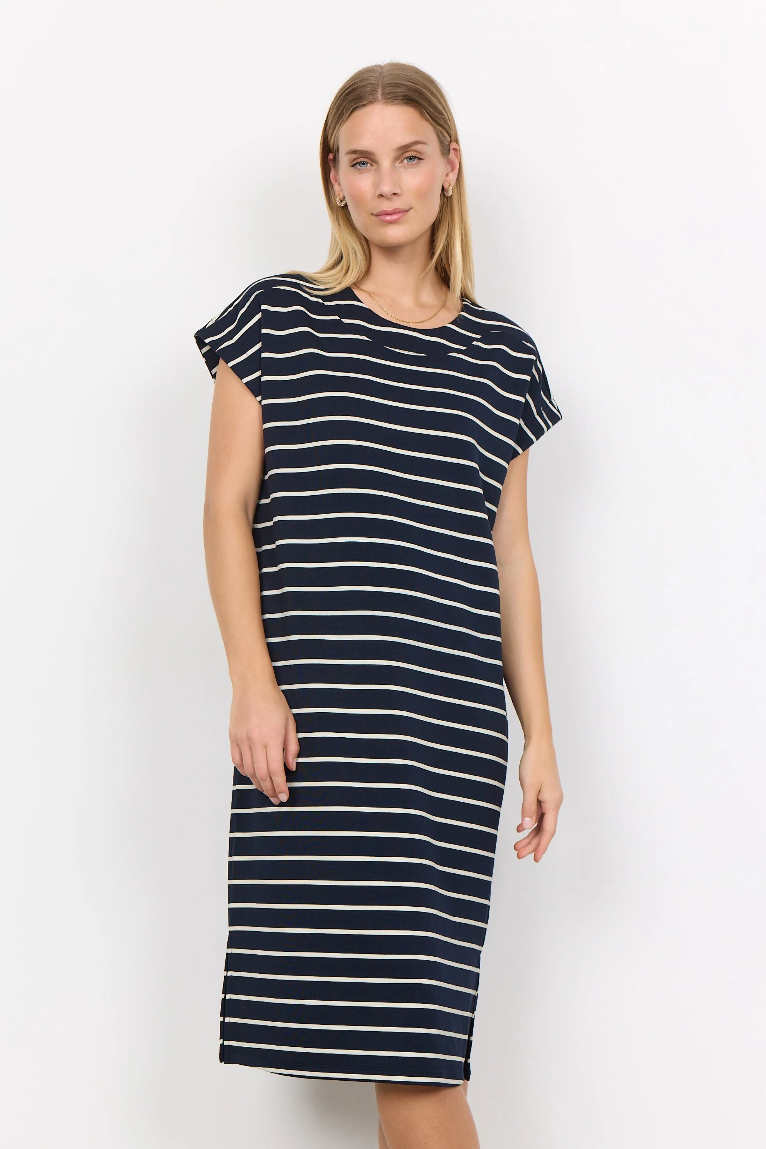 Barni Stripe T-Shirt Dress - Navy Combi - Image 2