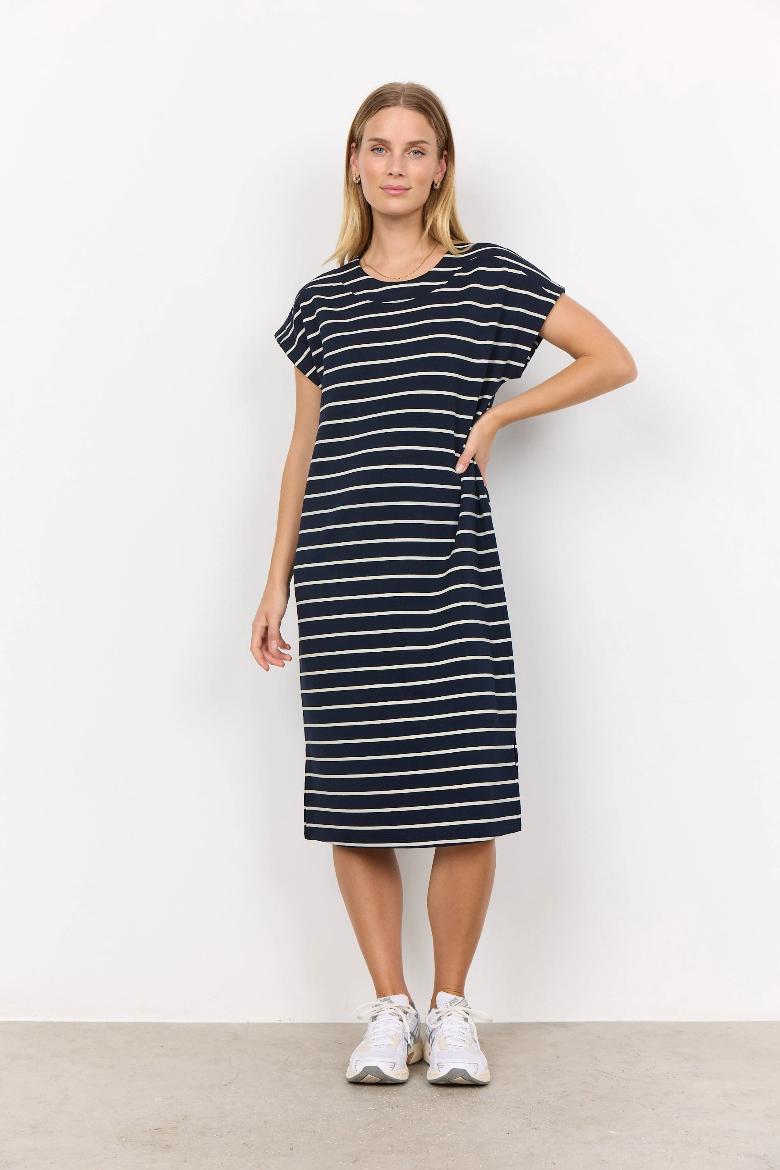 Barni Stripe T-Shirt Dress - Navy Combi - Image 3