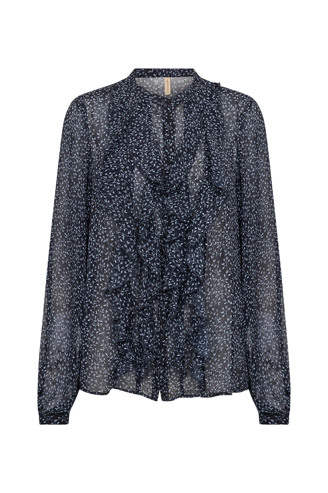 Bebbie Ruffle Detail Blouse - Navy Combi