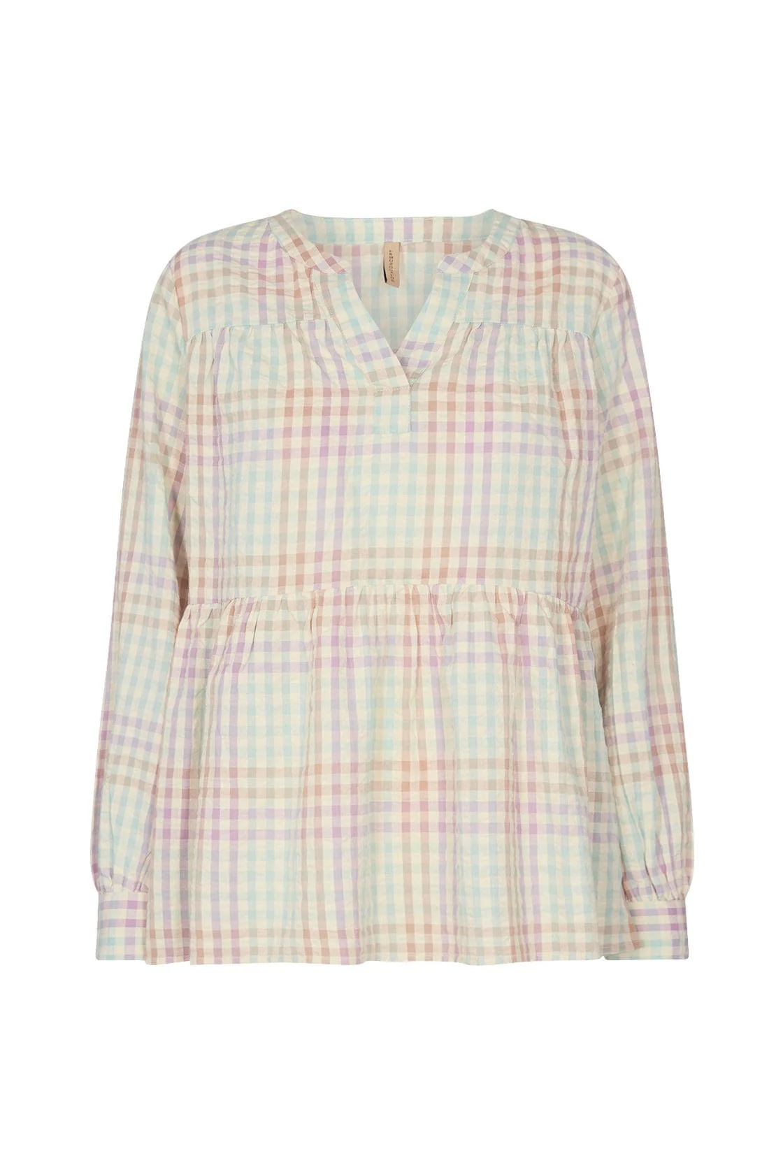 Belma Seersucker Tiered Hem Blouse - Green Haze Combi