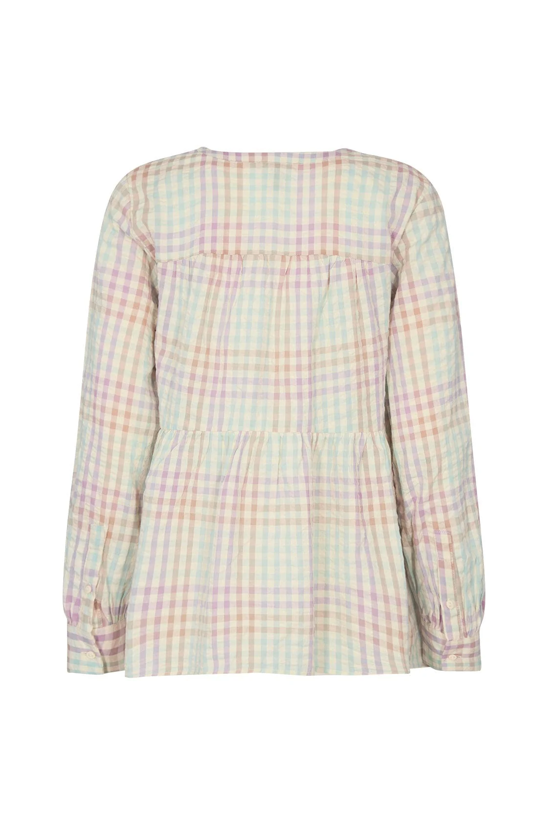 Belma Seersucker Tiered Hem Blouse - Green Haze Combi - Image 3