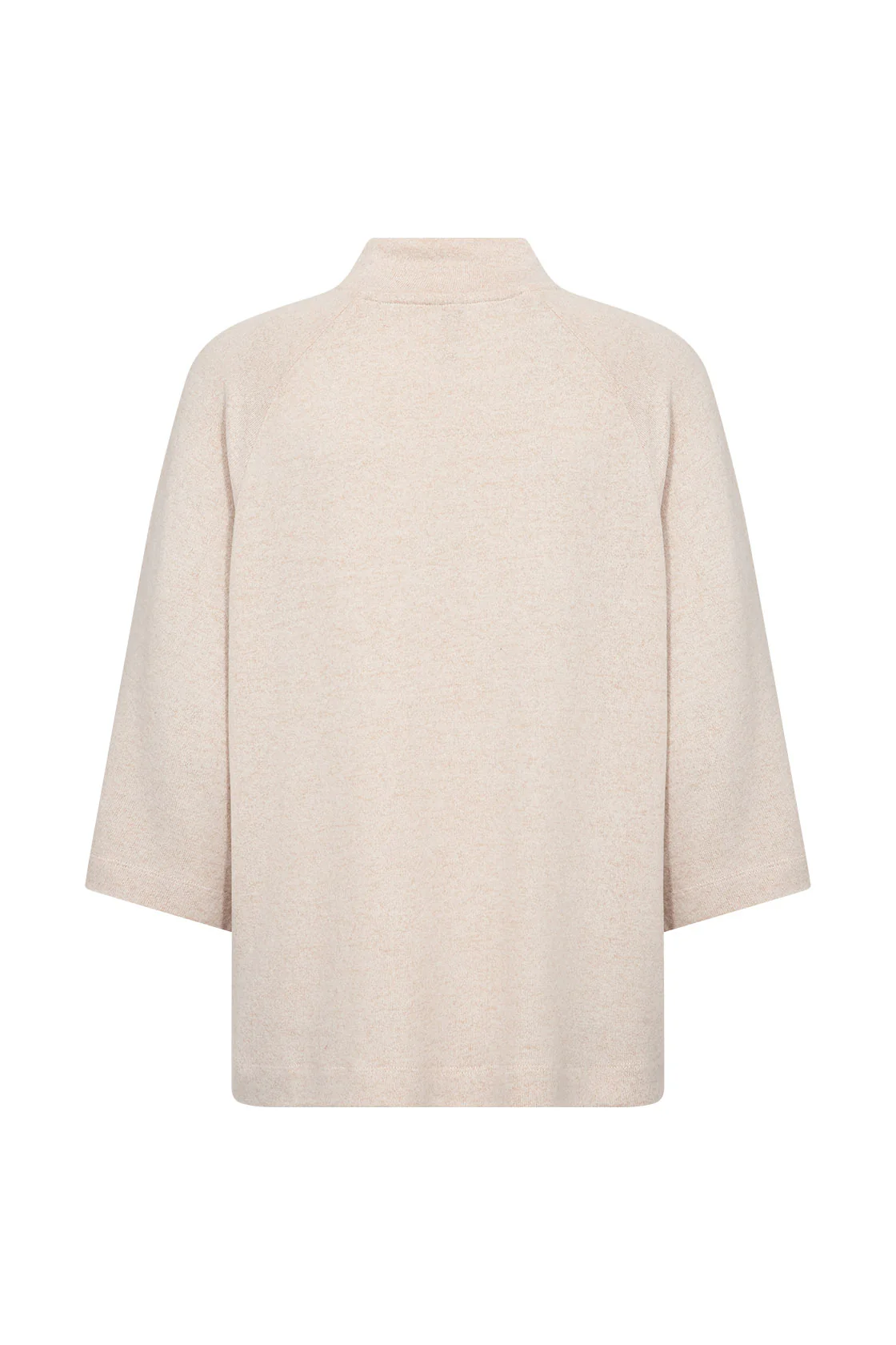 Biara Supersoft High Neck 3/4 Sleeve Jumper - Cream Melange - Image 2