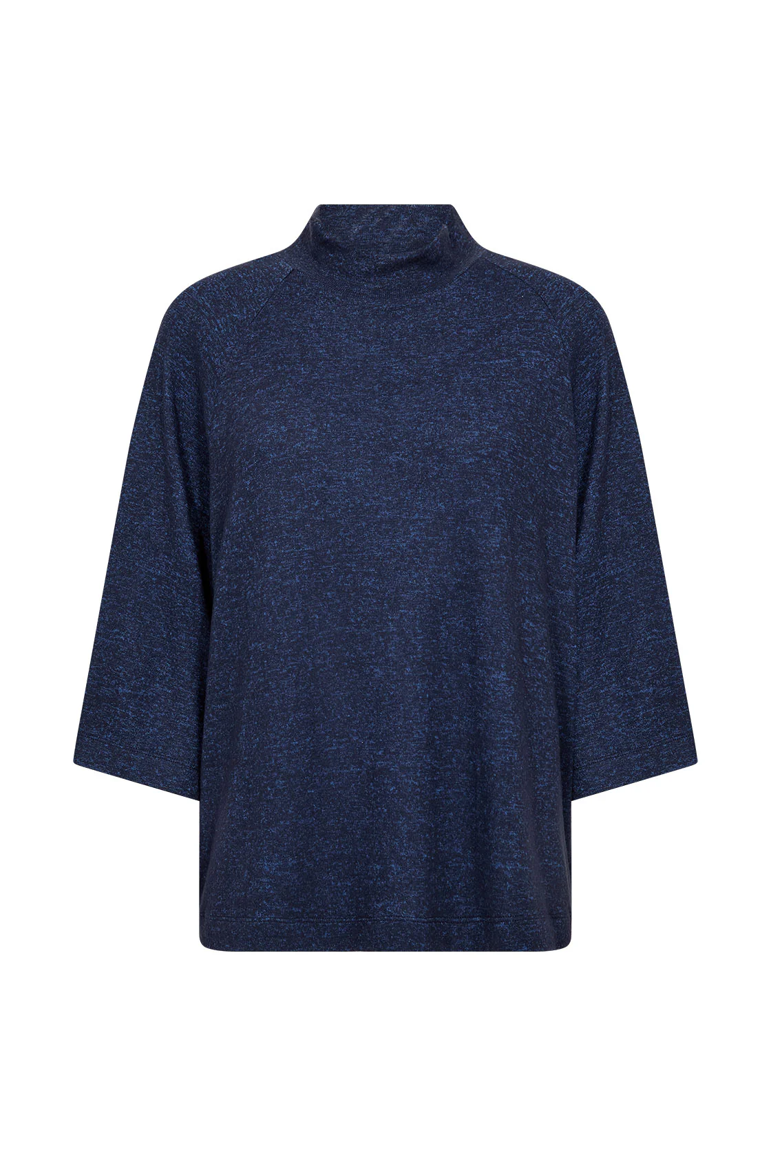 Biara Supersoft High Neck 3/4 Sleeve Jumper - Navy Melange
