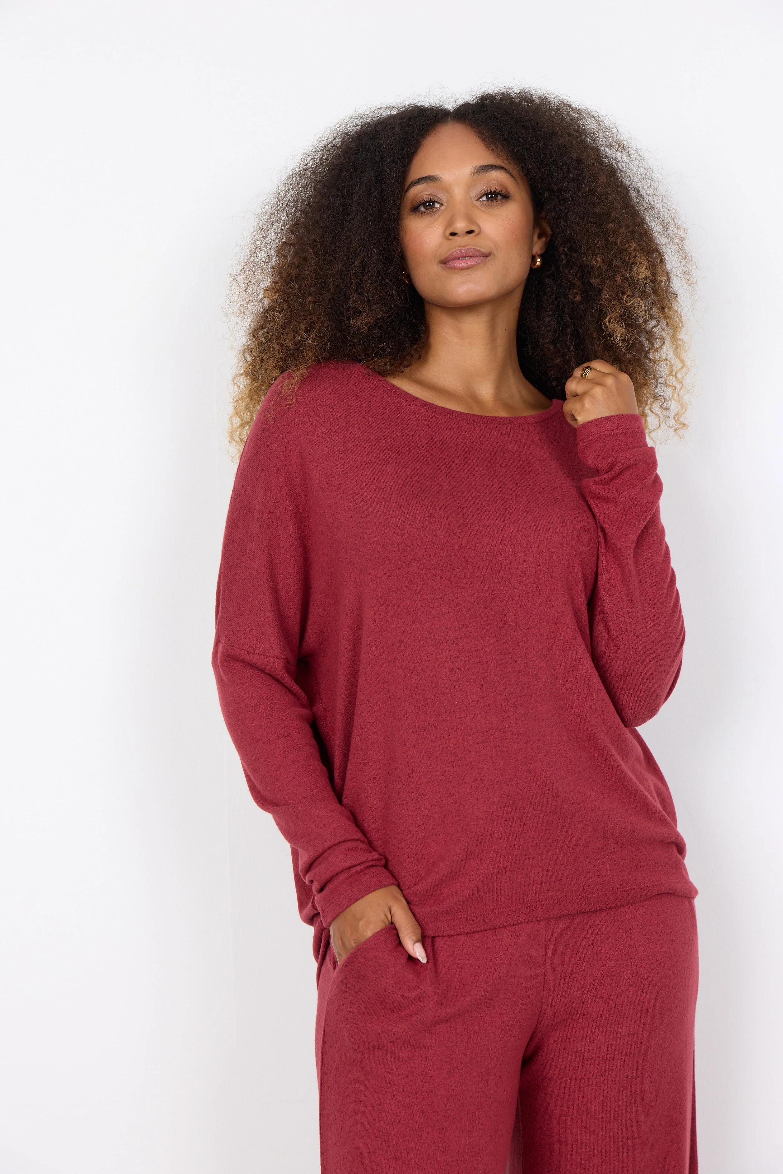 Biara Supersoft Jumper - Dark Red Melange - Image 2