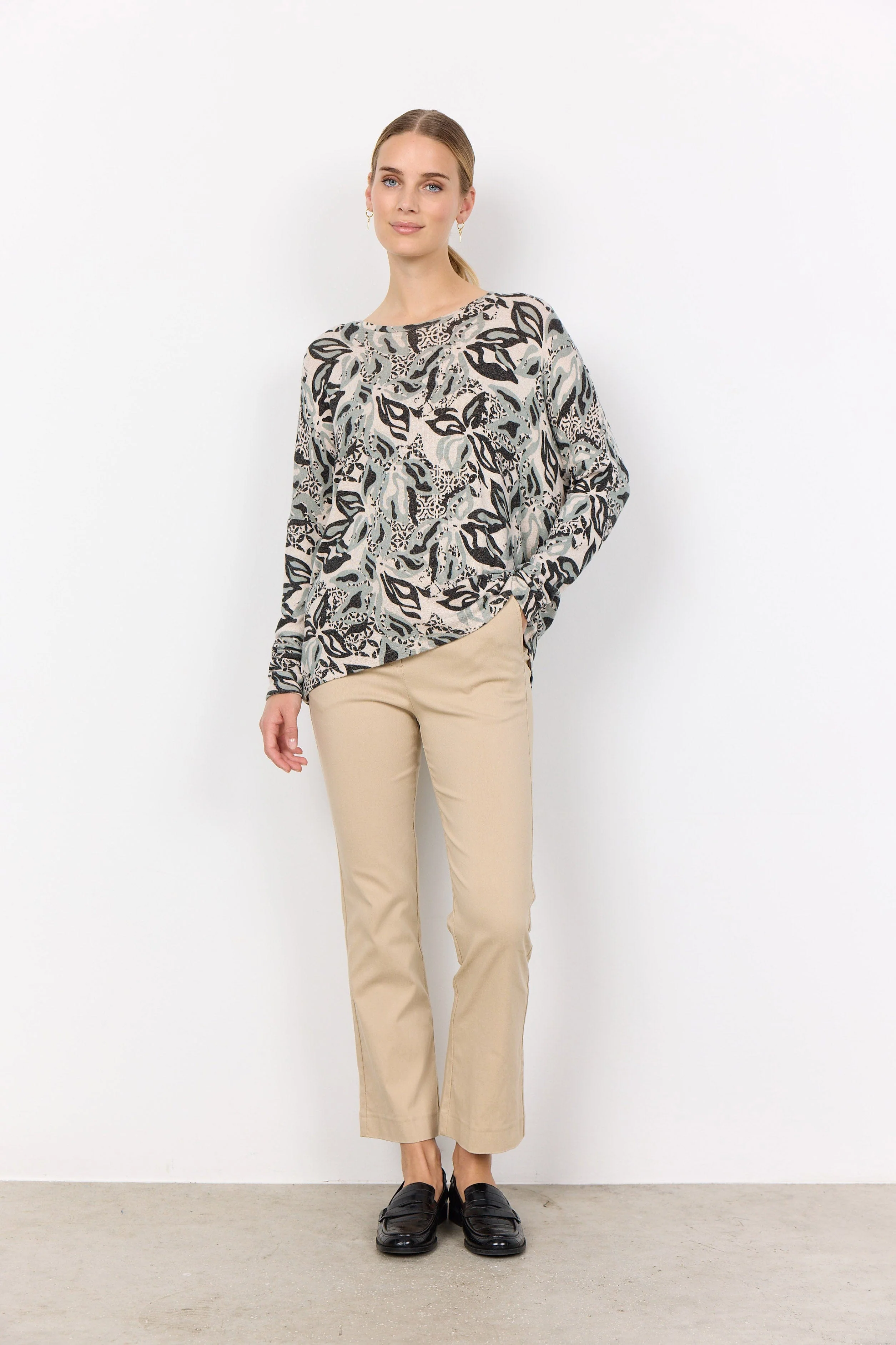 Biara Supersoft Patterned Jumper - Mineral Green Combi - Image 3
