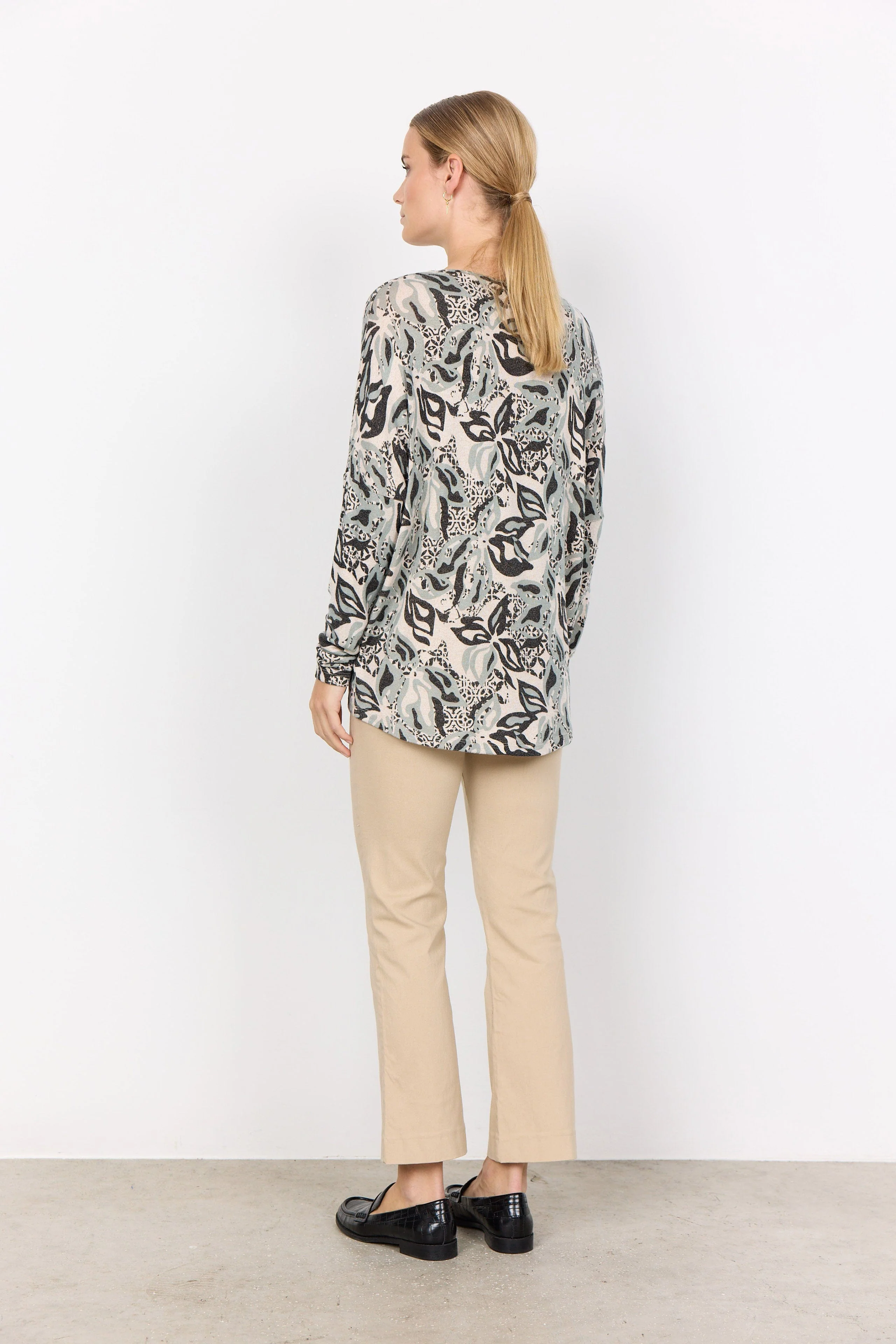 Biara Supersoft Patterned Jumper - Mineral Green Combi - Image 4