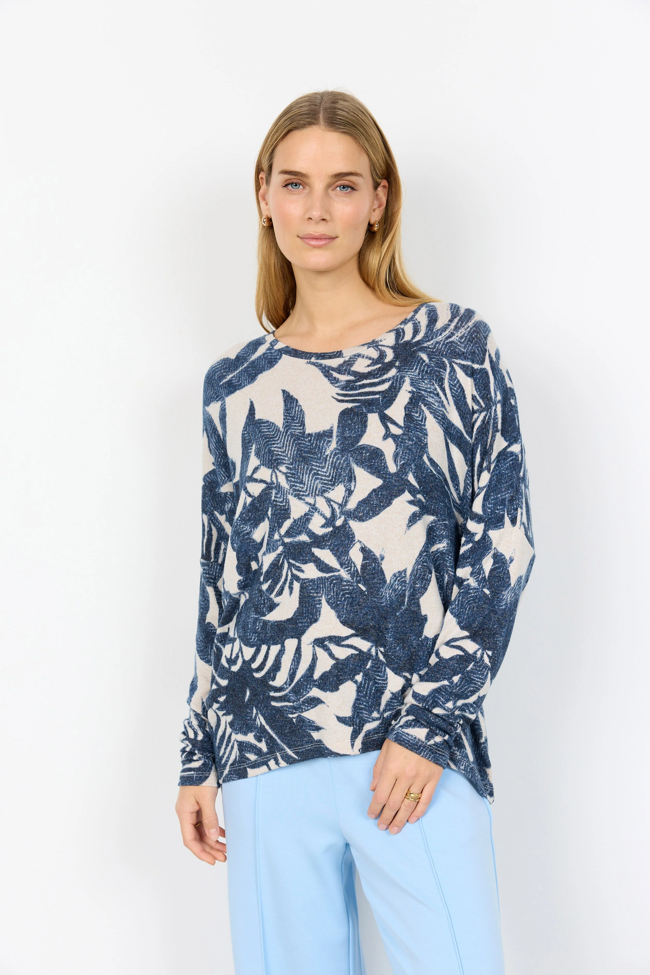 Biara Supersoft Patterned Jumper - Navy Melange Combi - Image 2