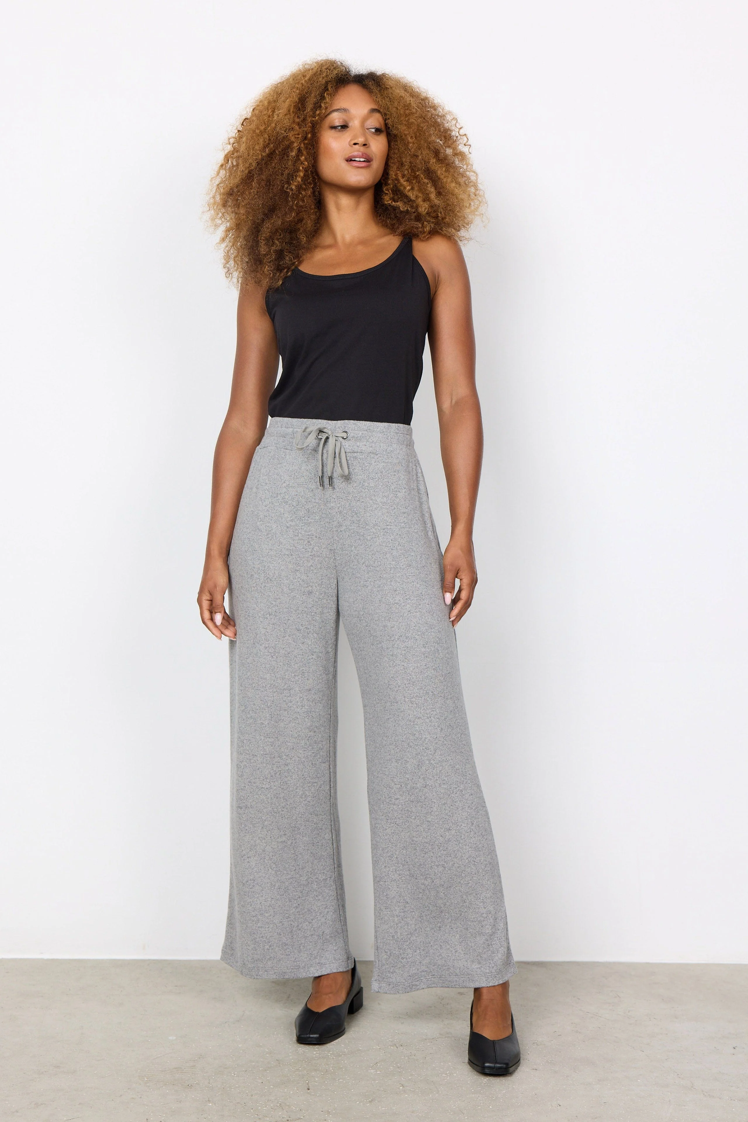 Biara Supersoft Trousers - Mid Grey Melange - Image 2