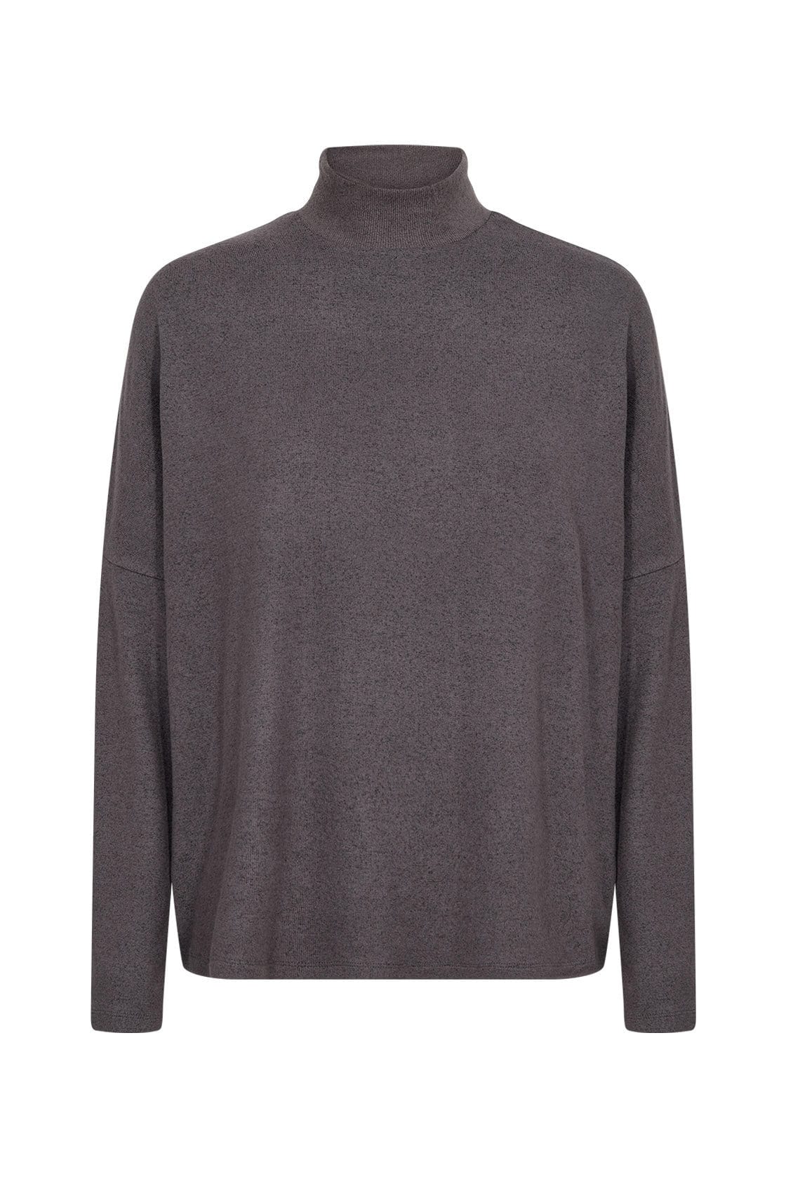 Biara Supersoft Turtle Neck Jumper - Dark Grey Melange
