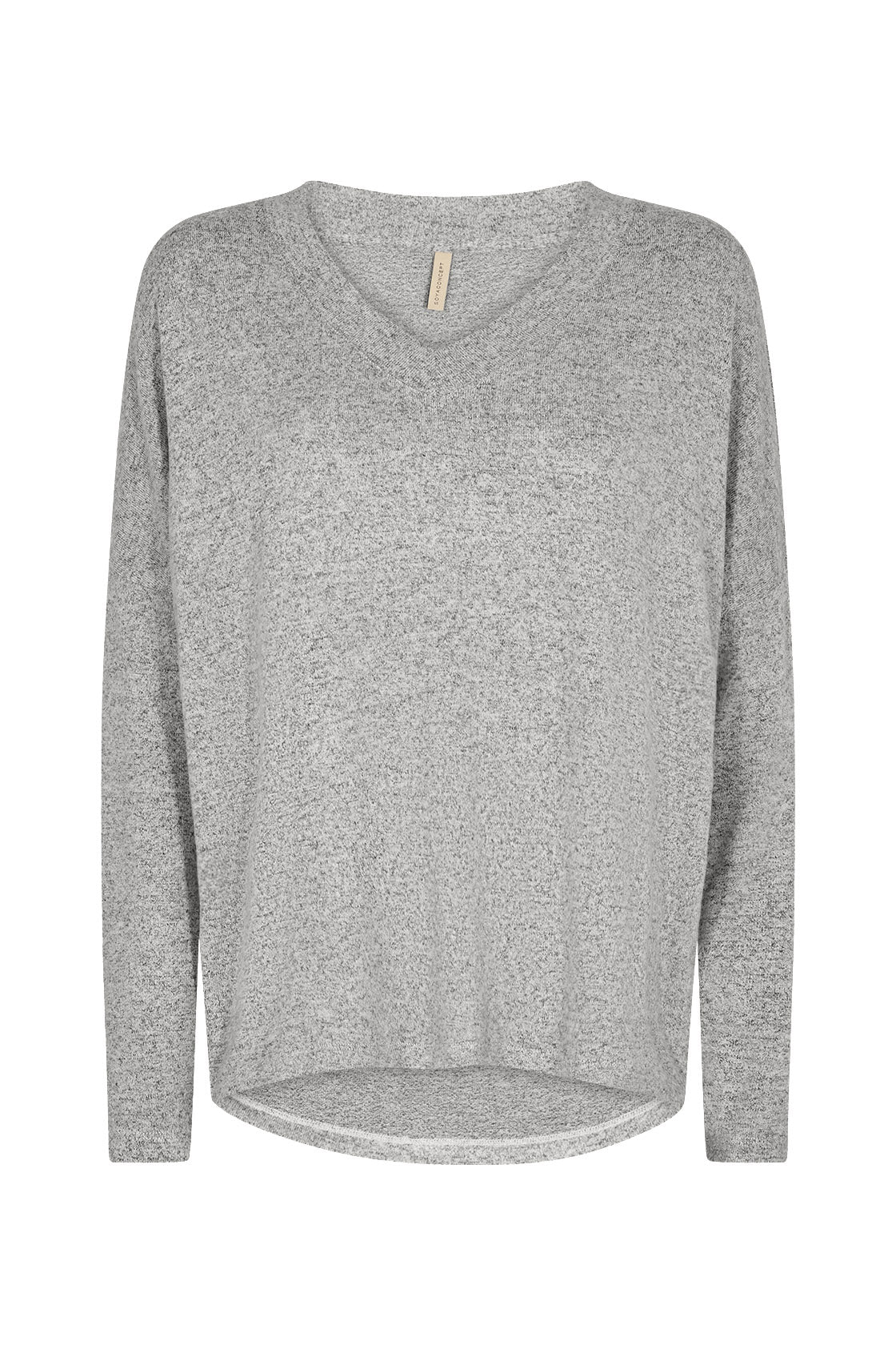Biara Supersoft V-Neck Jumper - Light Grey Melange