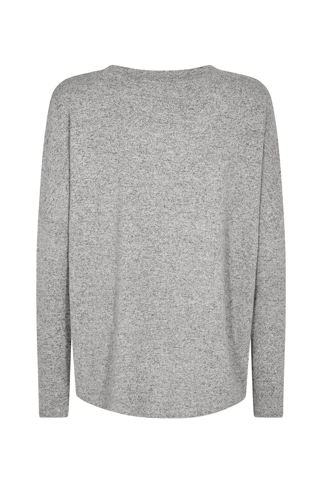 Biara Supersoft V-Neck Jumper - Light Grey Melange - Image 2