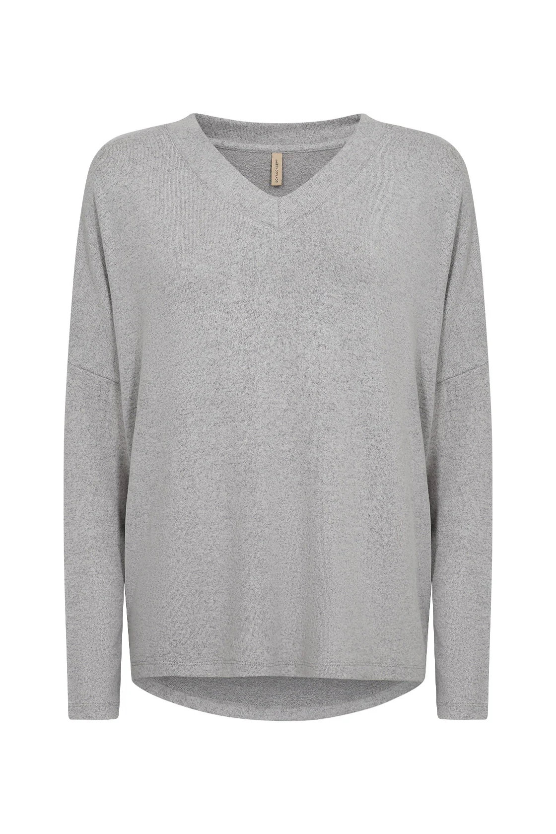 Biara Supersoft V-Neck Jumper - Mid Grey Melange