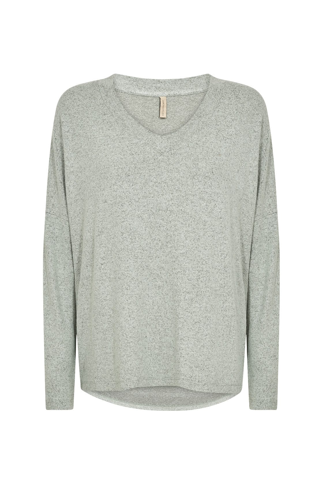 Biara Supersoft V-Neck Jumper - Mineral Green Melange