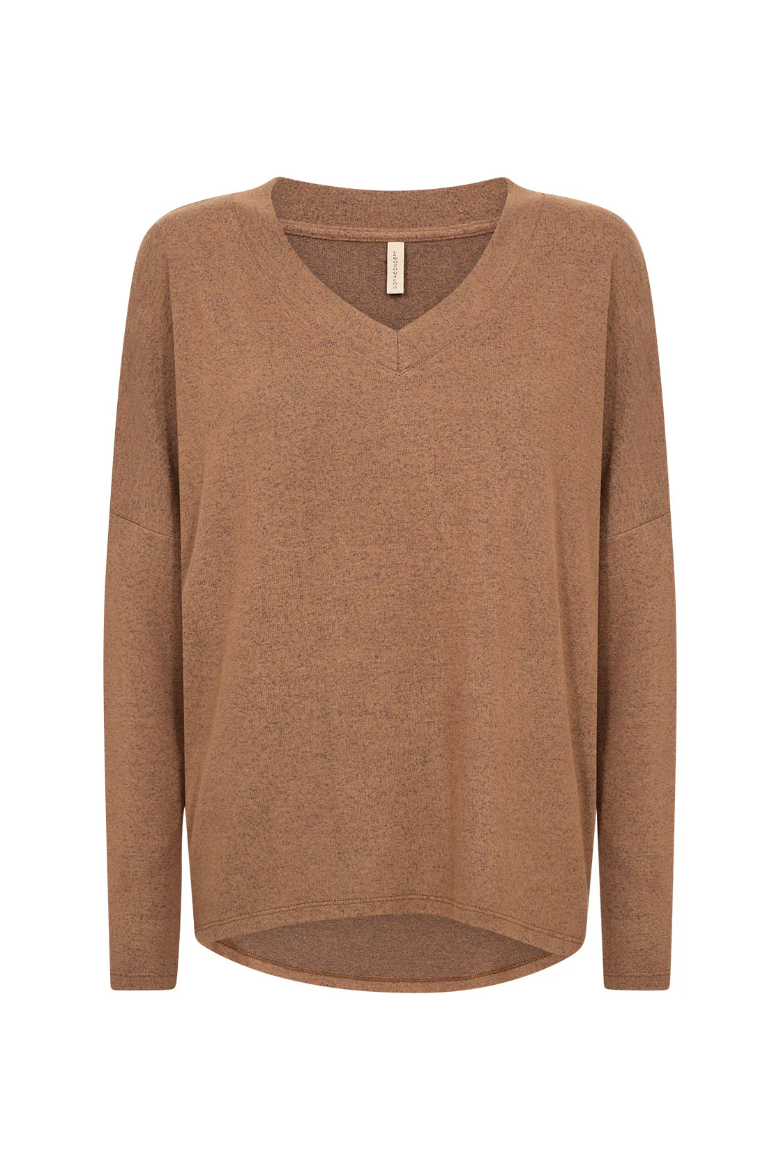 Biara Supersoft V-Neck Jumper - Toffee Melange