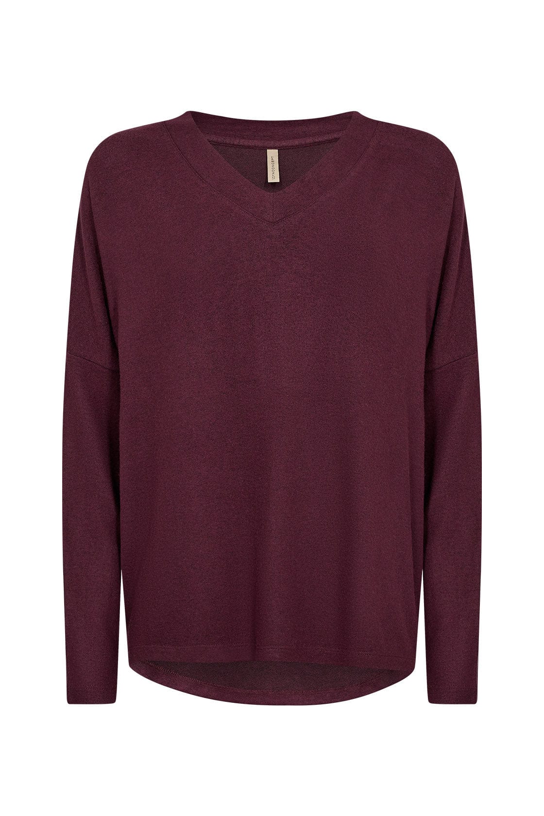Biara Supersoft V-Neck Jumper - Wine Melange