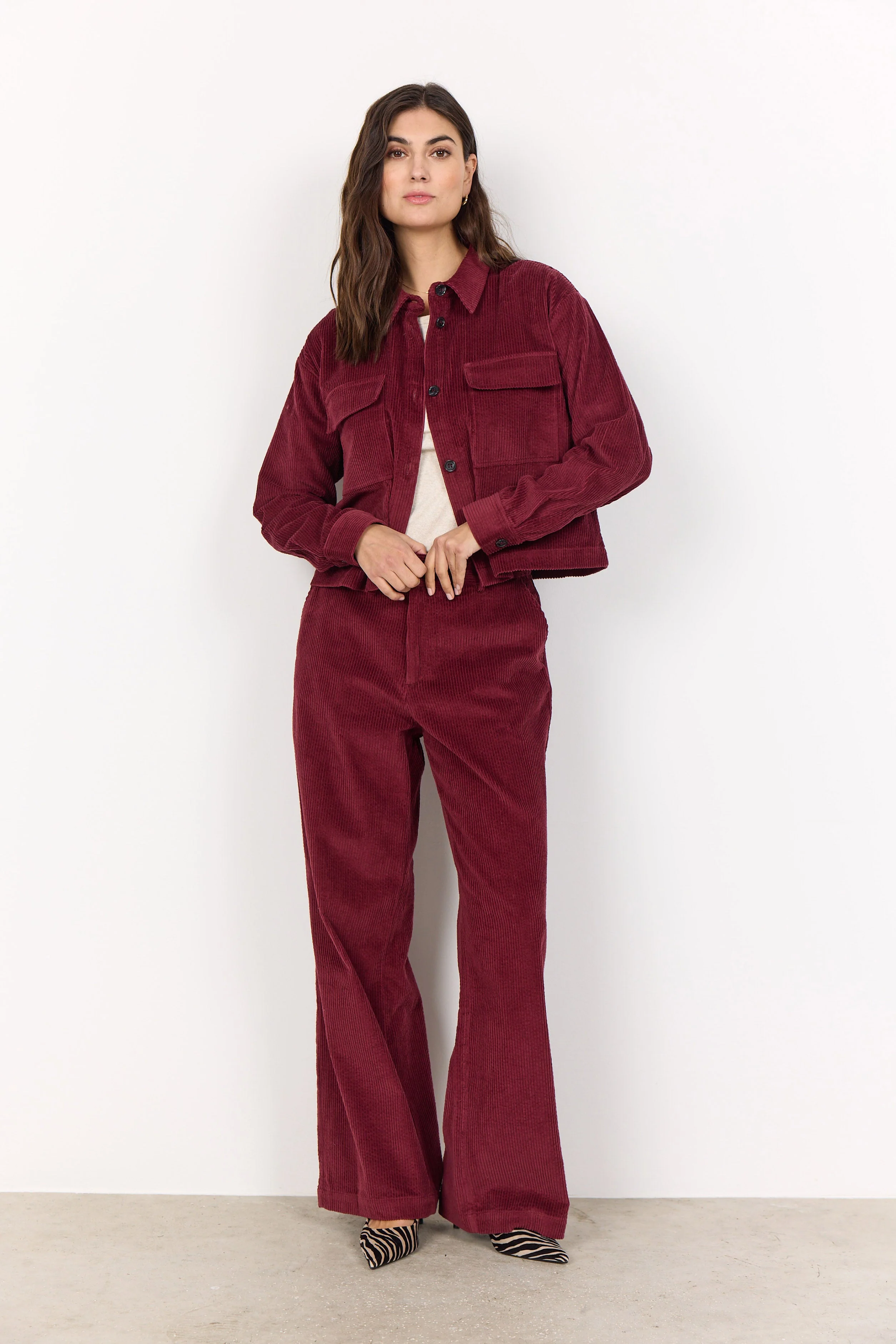 Bindi Corduroy Jackets - Dark Red - Image 2
