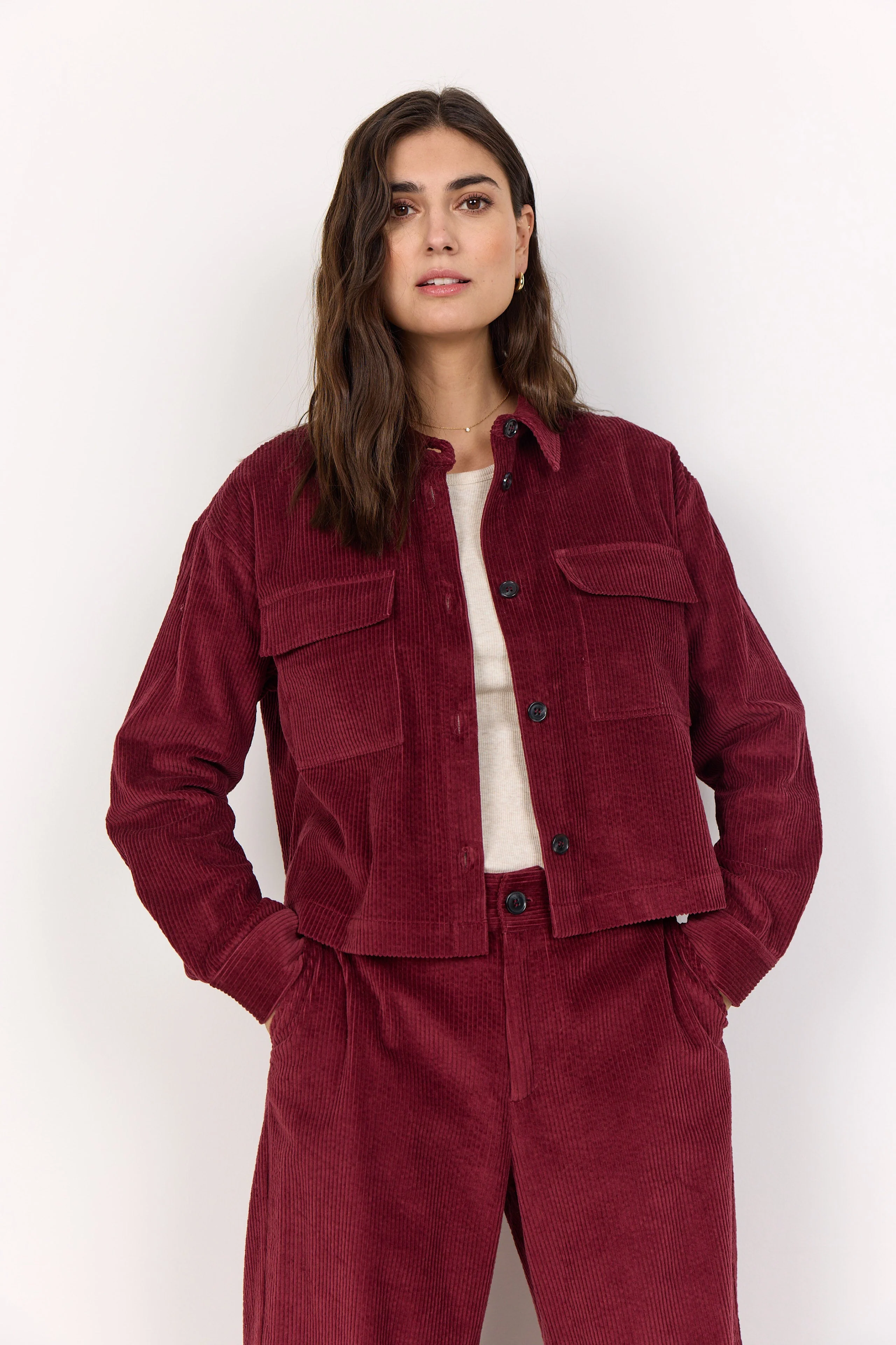Bindi Corduroy Jackets - Dark Red - Image 4