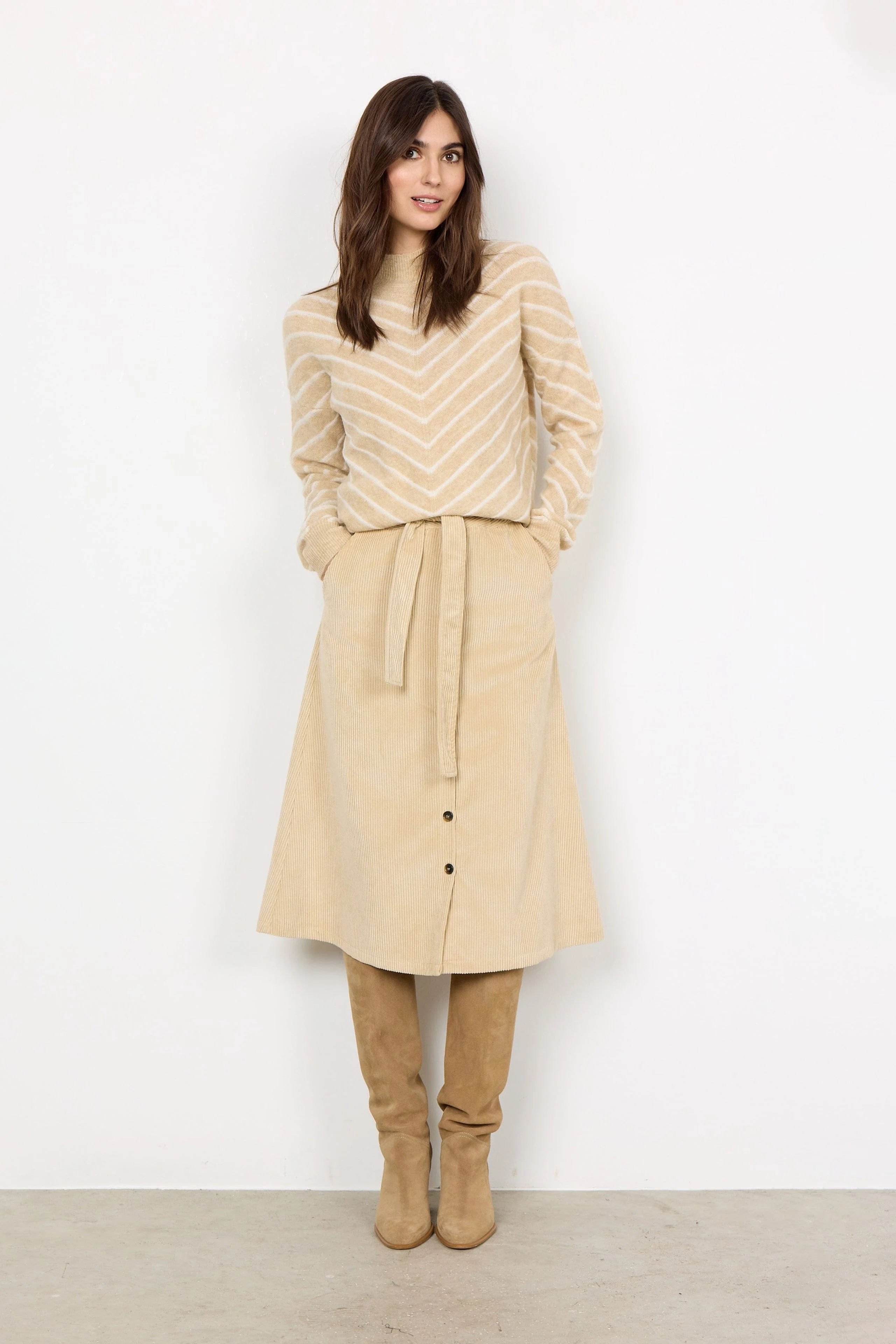 Bindi Corduroy Midi Skirt - Sand - Image 3