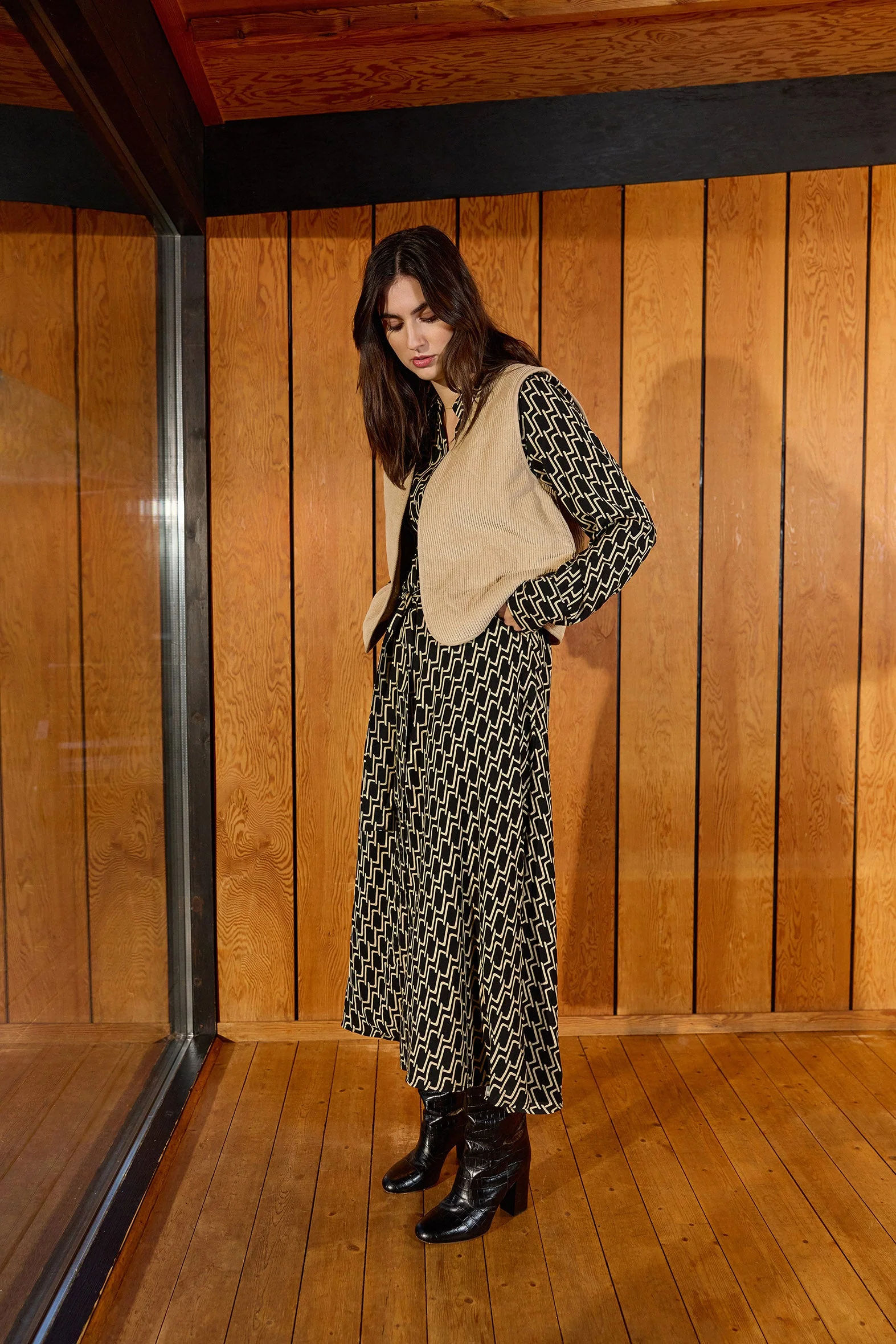 Bindi Sherpa Lined Cord Waistcoat - Sand - Image 6