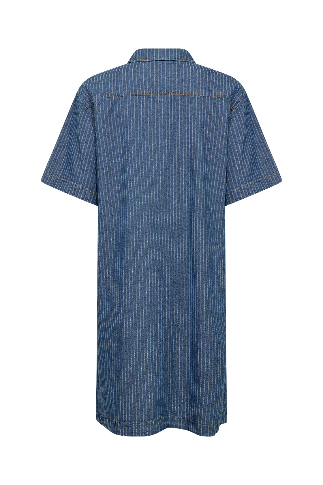 Caisho Denim Pinstripe Shirt Dress - Moonlight Blue Denim - Image 5