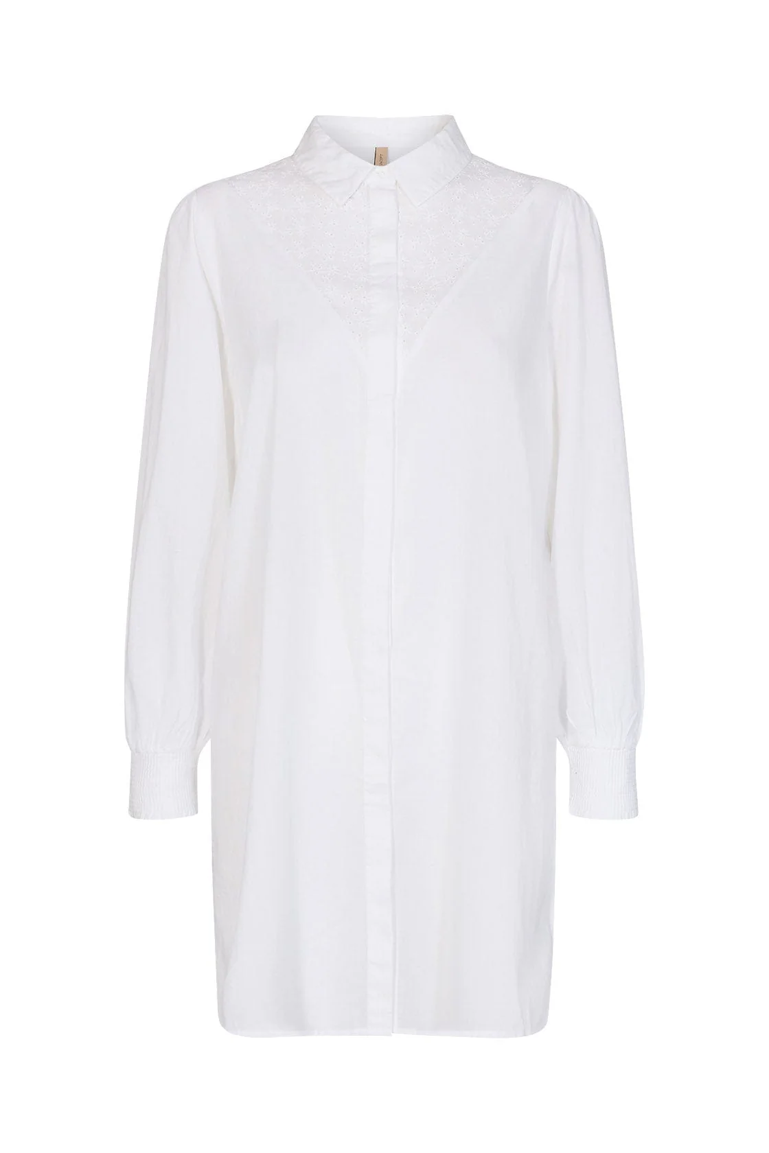 Caliste Broderie Detail Longline Shirt - White