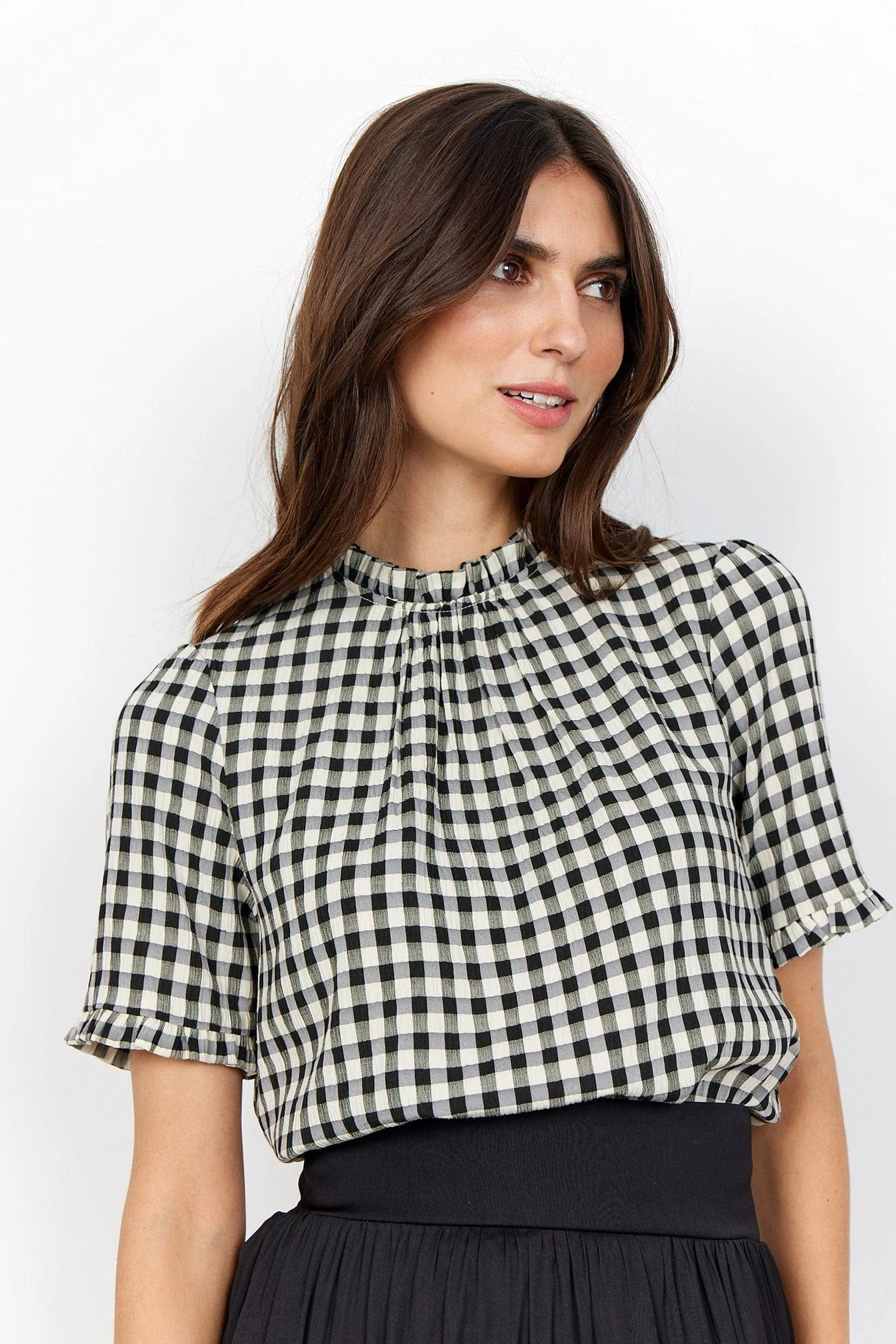 Canela Gingham Blouse - Black/White - Image 3