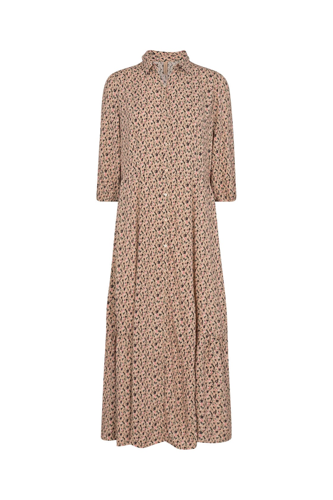 Carice Printed Dropped Hem Midi Dress - Pale Rose