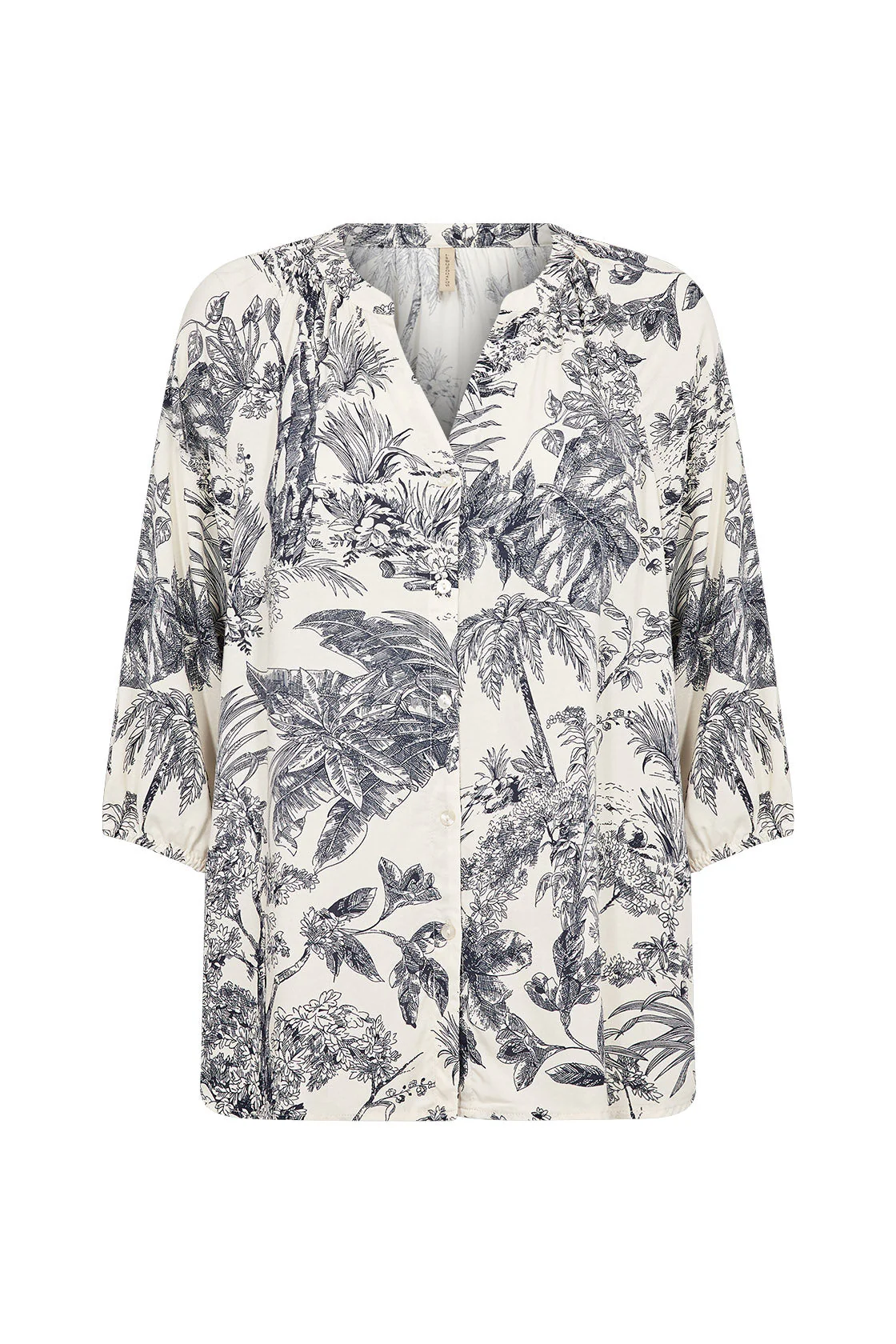 Carli Botanical Print Blouse - Navy Combi