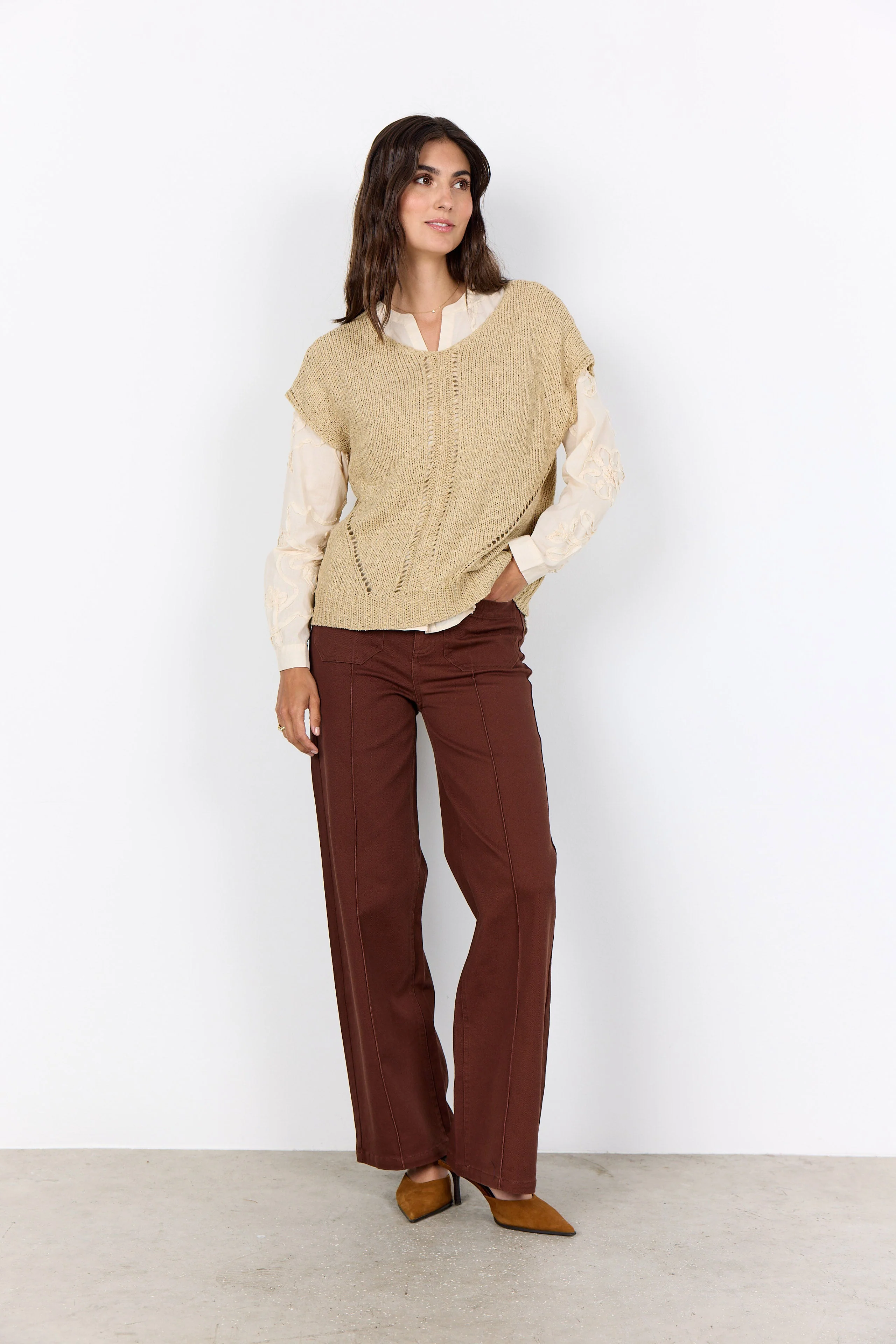 Carynn Textured Short Sleeve Knit - Sand - Image 3