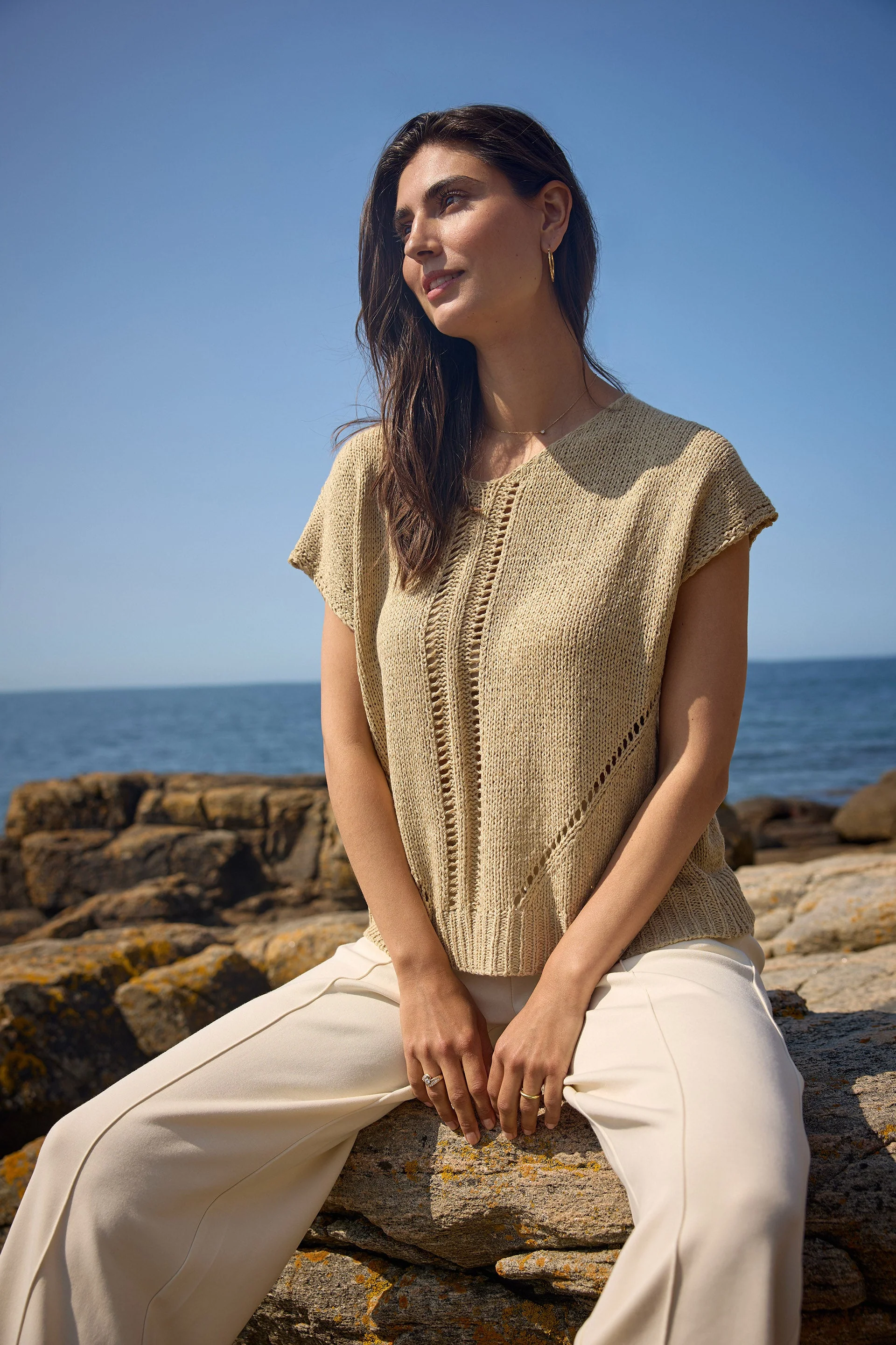 Carynn Textured Short Sleeve Knit - Sand - Image 6