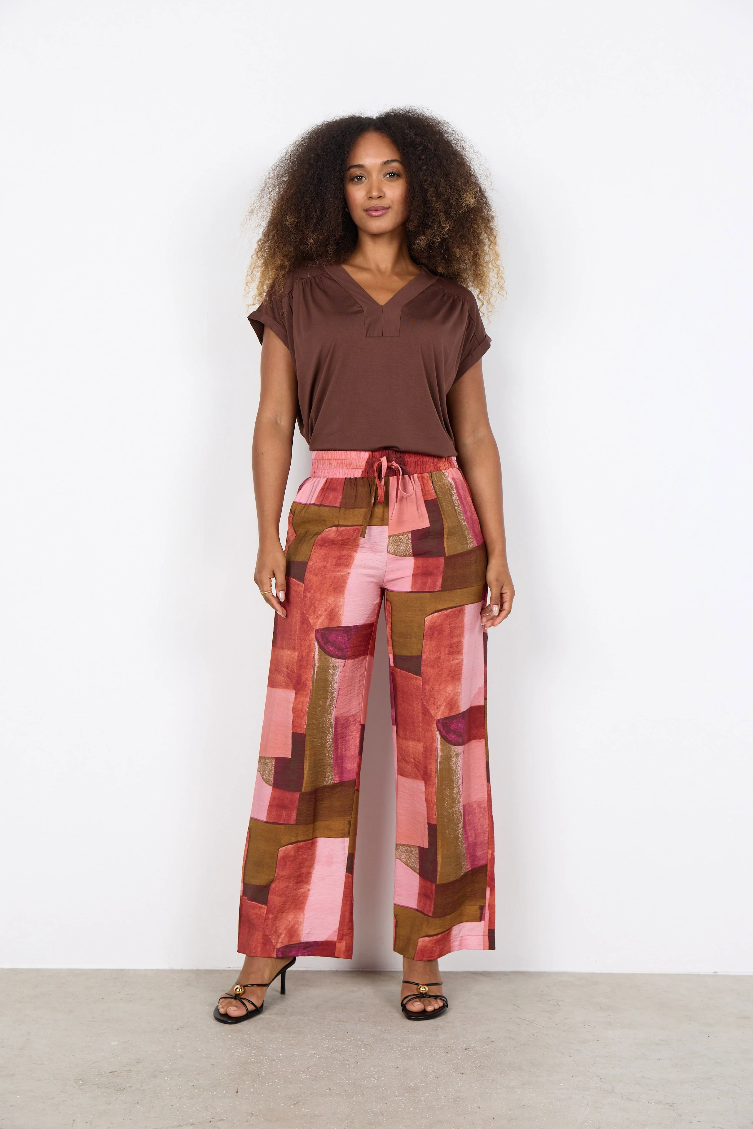 Catania Printed Wide Leg Trousers - Rapture Rose Combi - Image 3